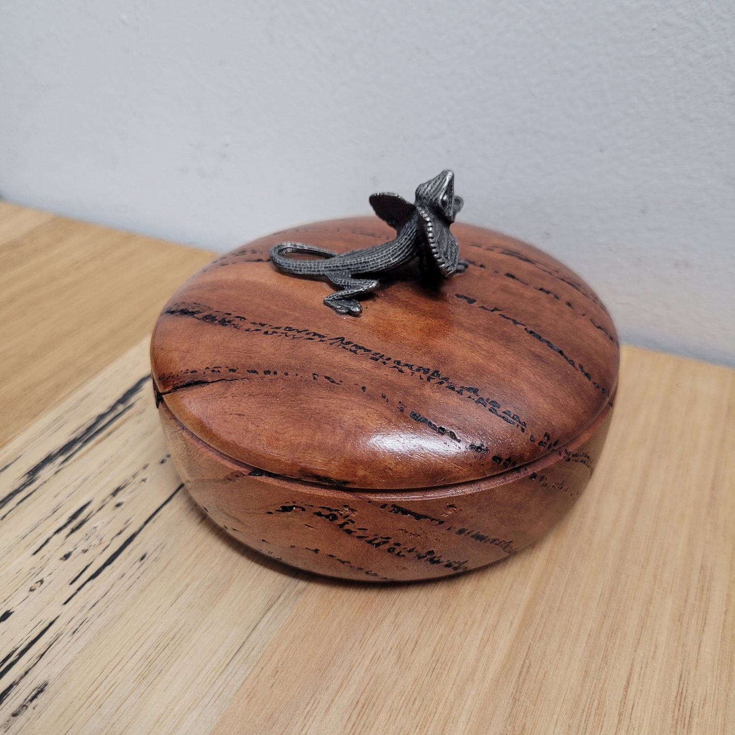 Vintage Walnut & Pewter Lizard Paperweight