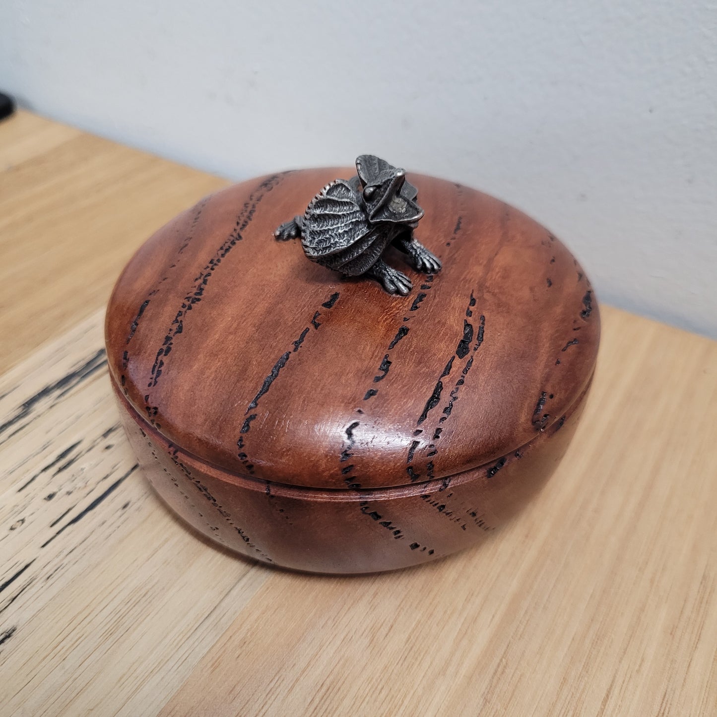 Vintage Walnut & Pewter Lizard Paperweight