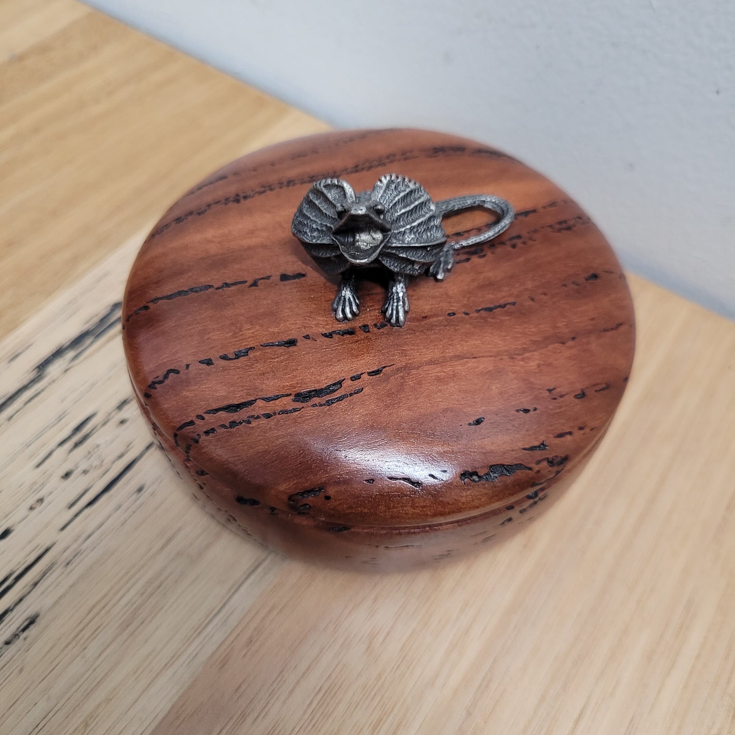 Vintage Walnut & Pewter Lizard Paperweight