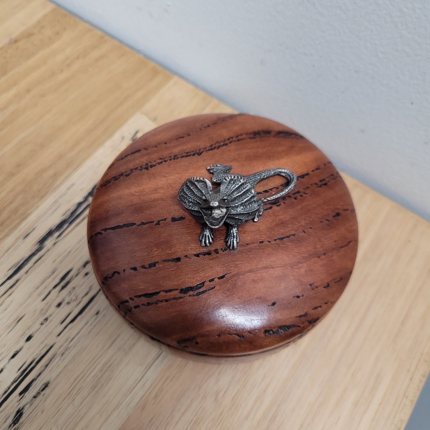 Vintage Walnut & Pewter Lizard Paperweight