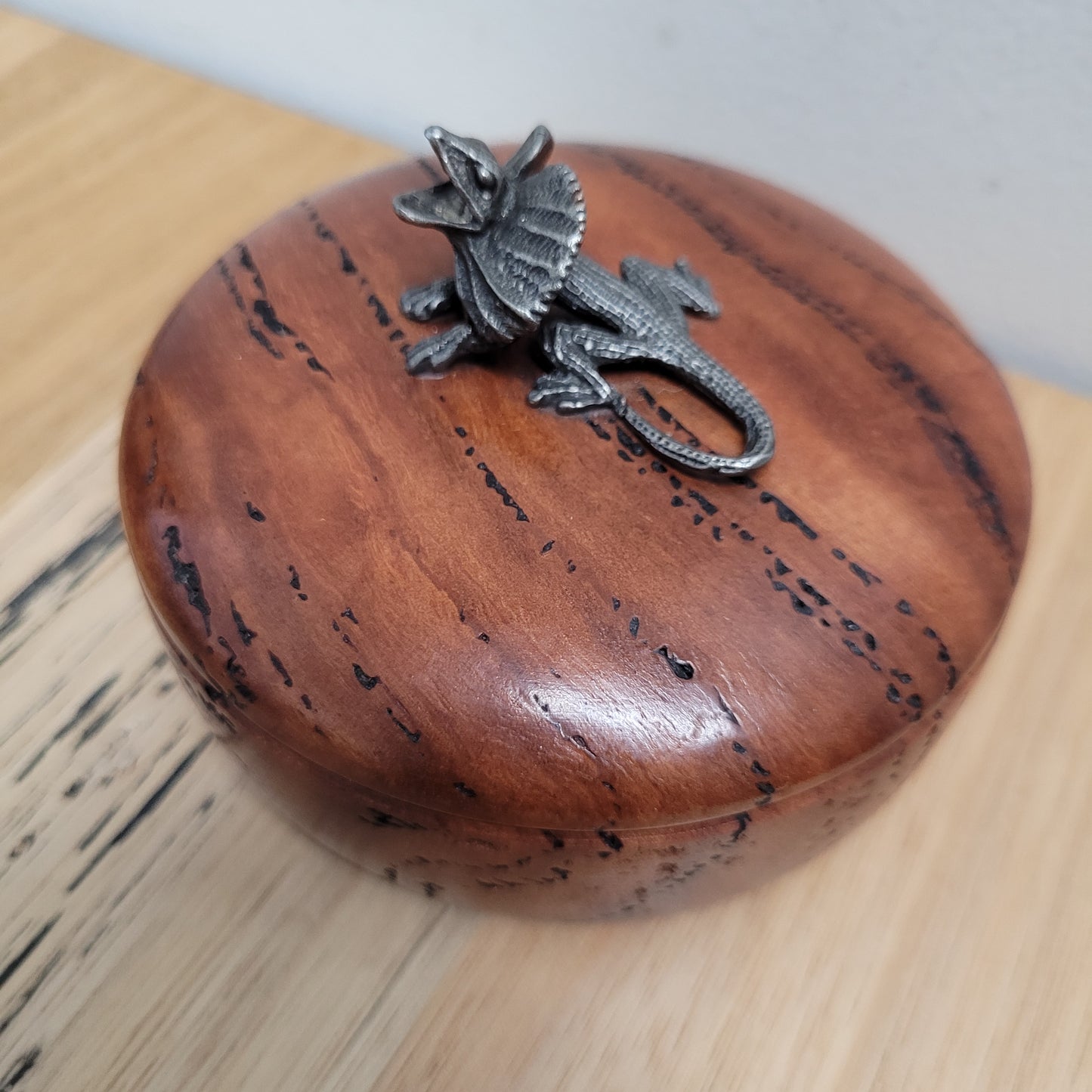 Vintage Walnut & Pewter Lizard Paperweight
