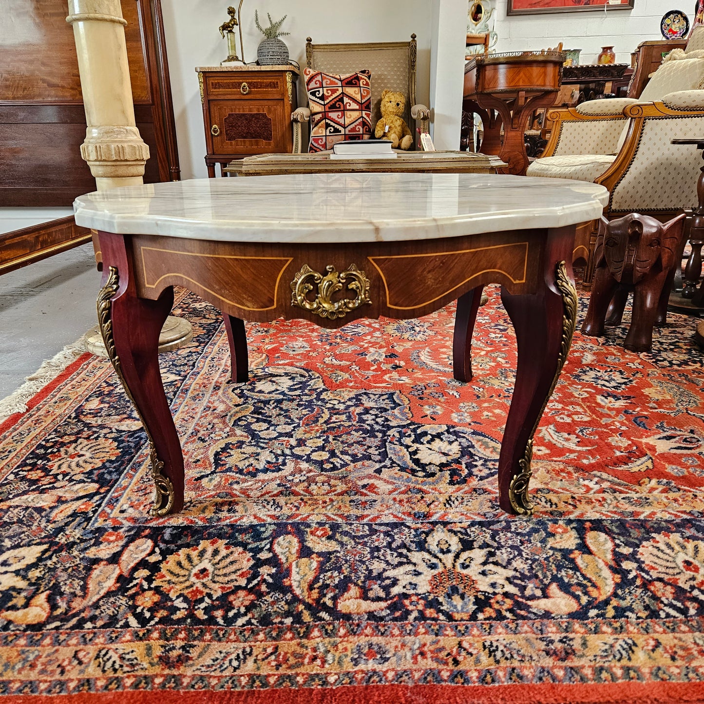 Louis XVth Style Coffee Table with Marble Top