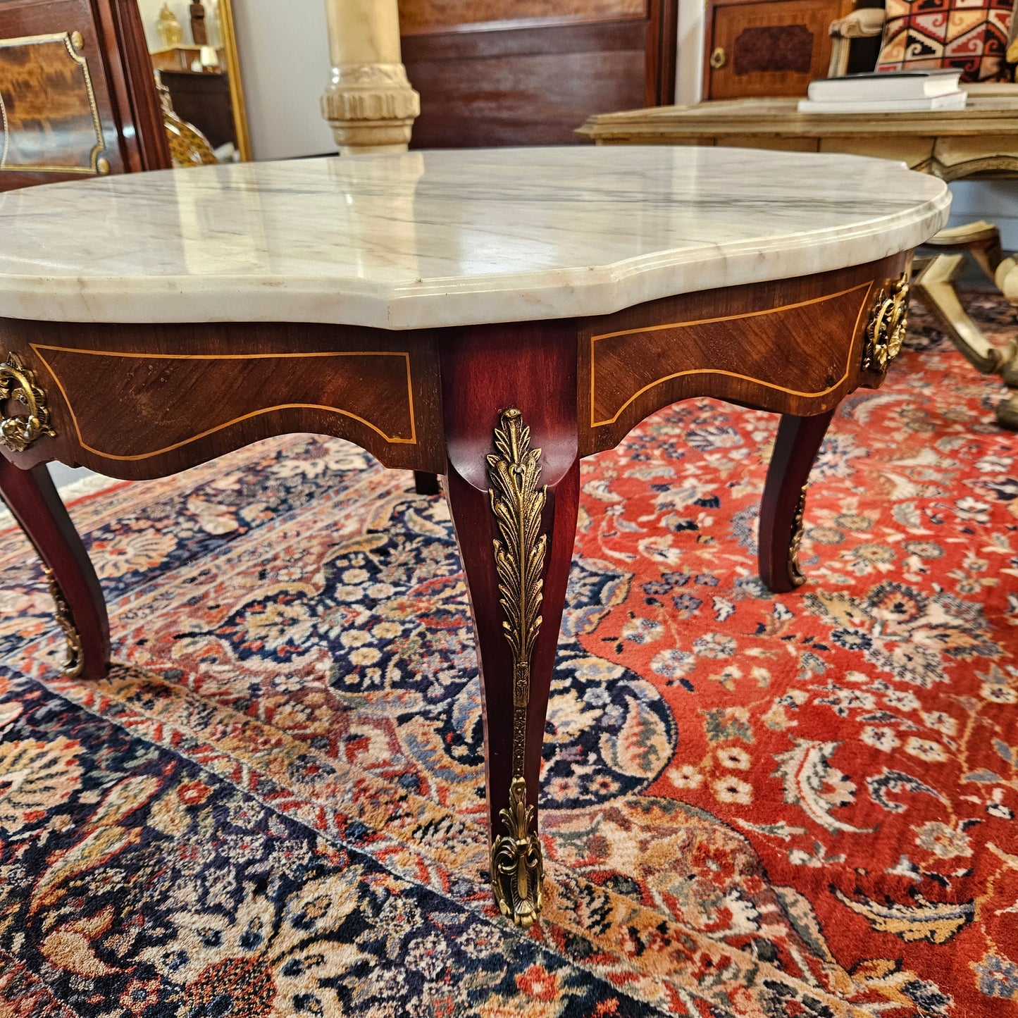 Louis XVth Style Coffee Table with Marble Top