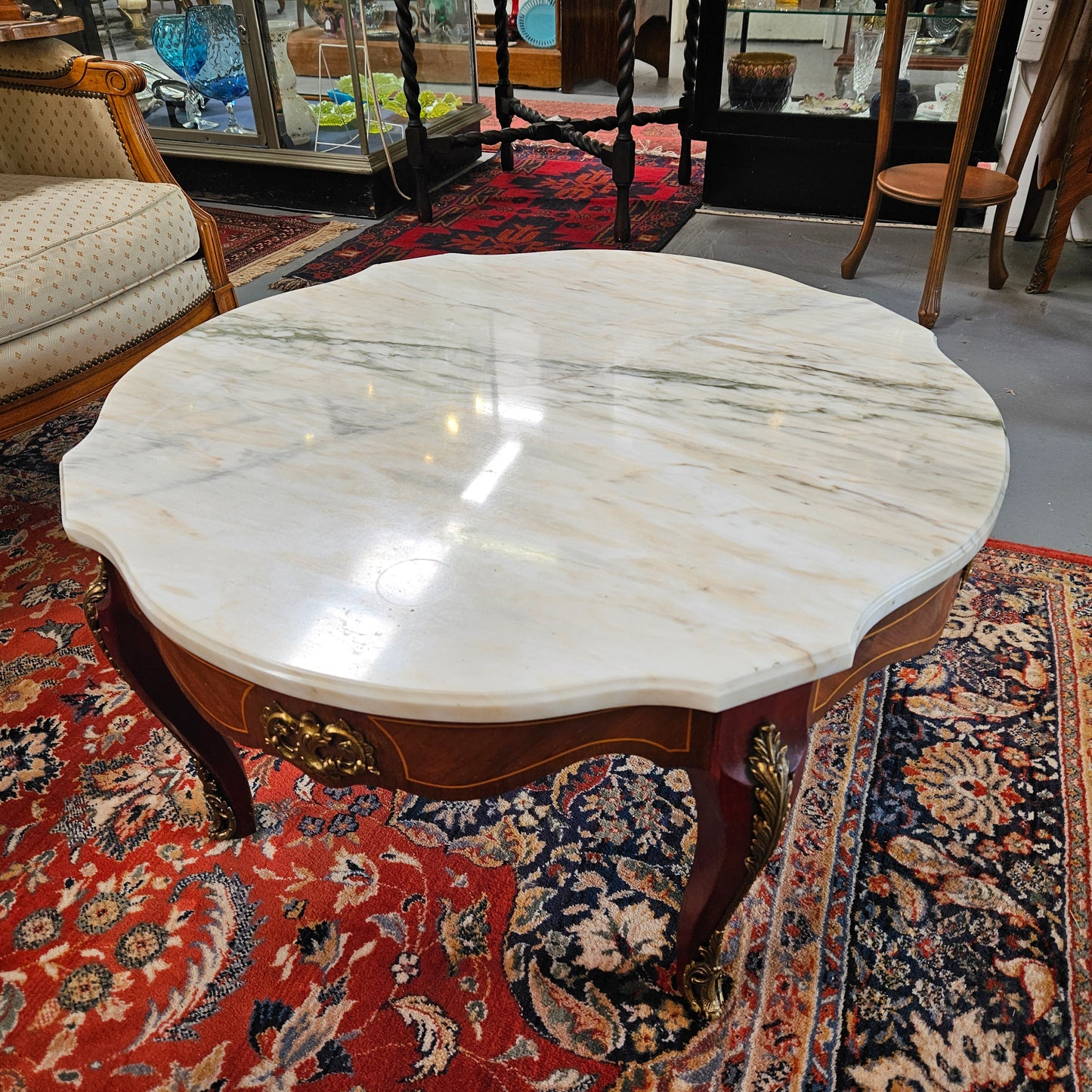 Louis XVth Style Coffee Table with Marble Top