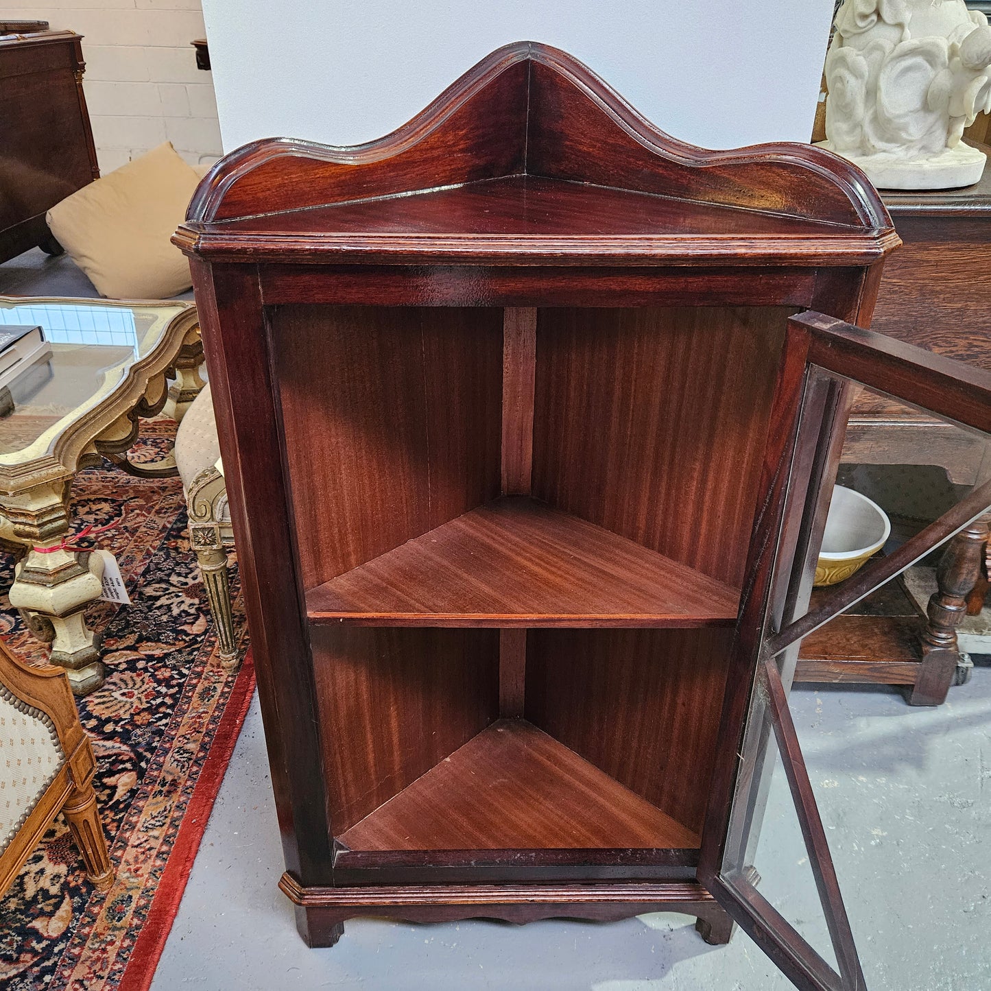 Mahogany 1 Door 1 Shelf Corner Display Cabinet