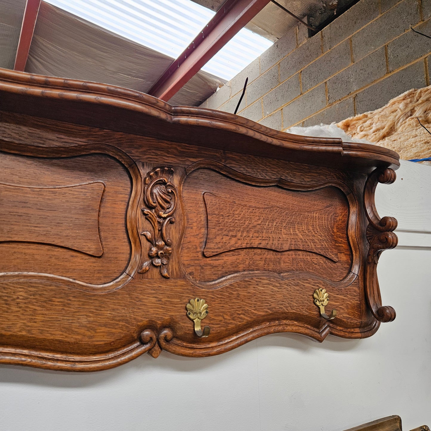 Large French Oak Coat Wall Rack