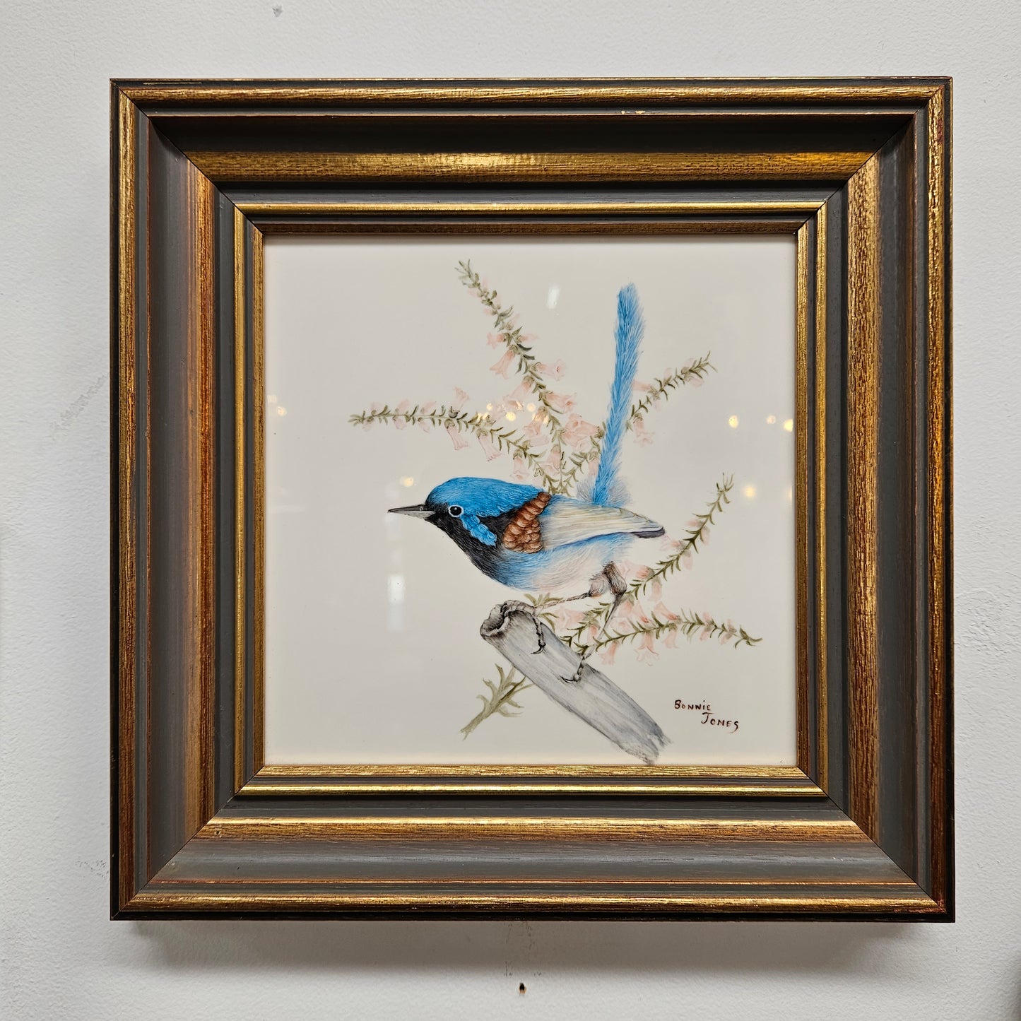 Bonnie Jones Signed Painted Tile Framed