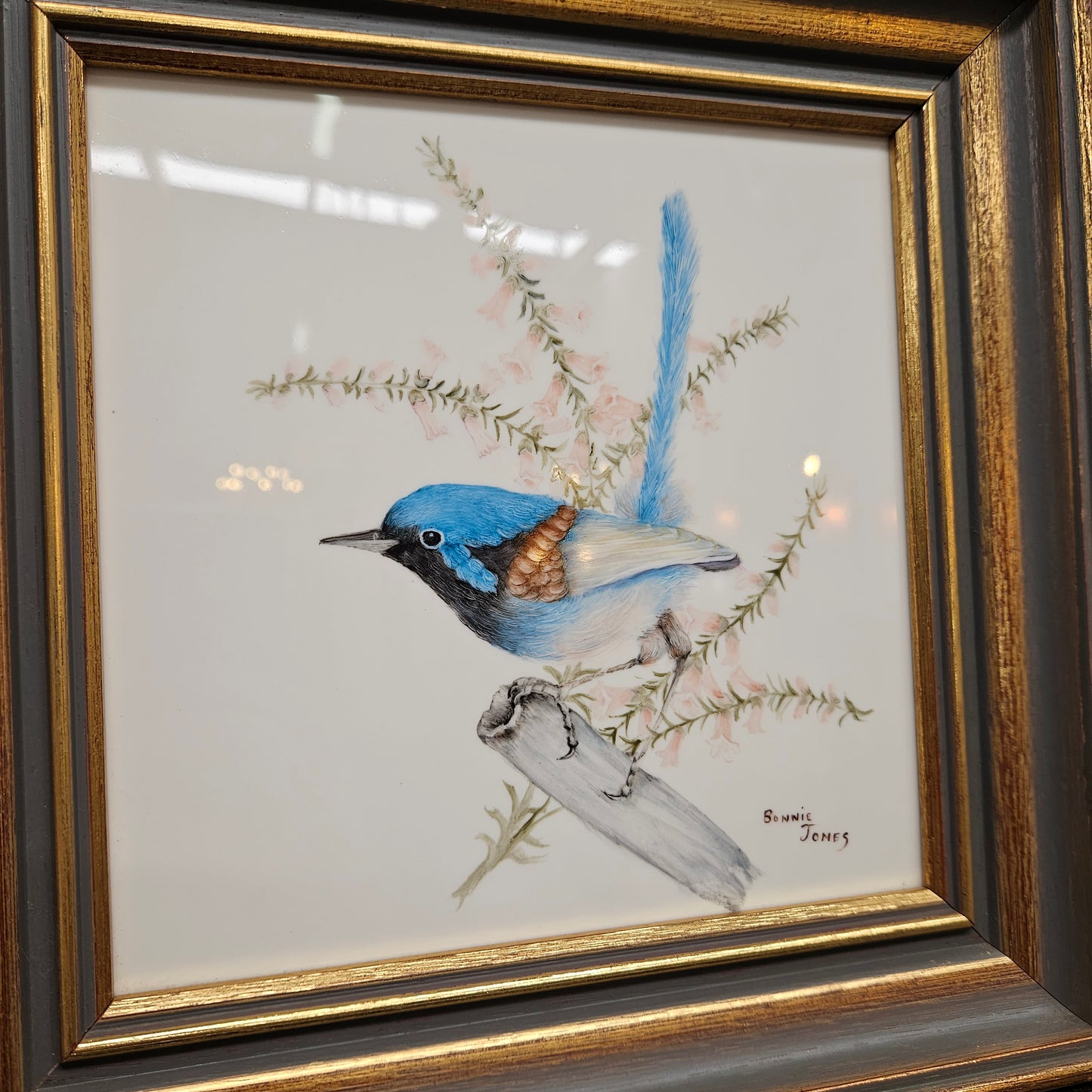 Bonnie Jones Signed Painted Tile Framed