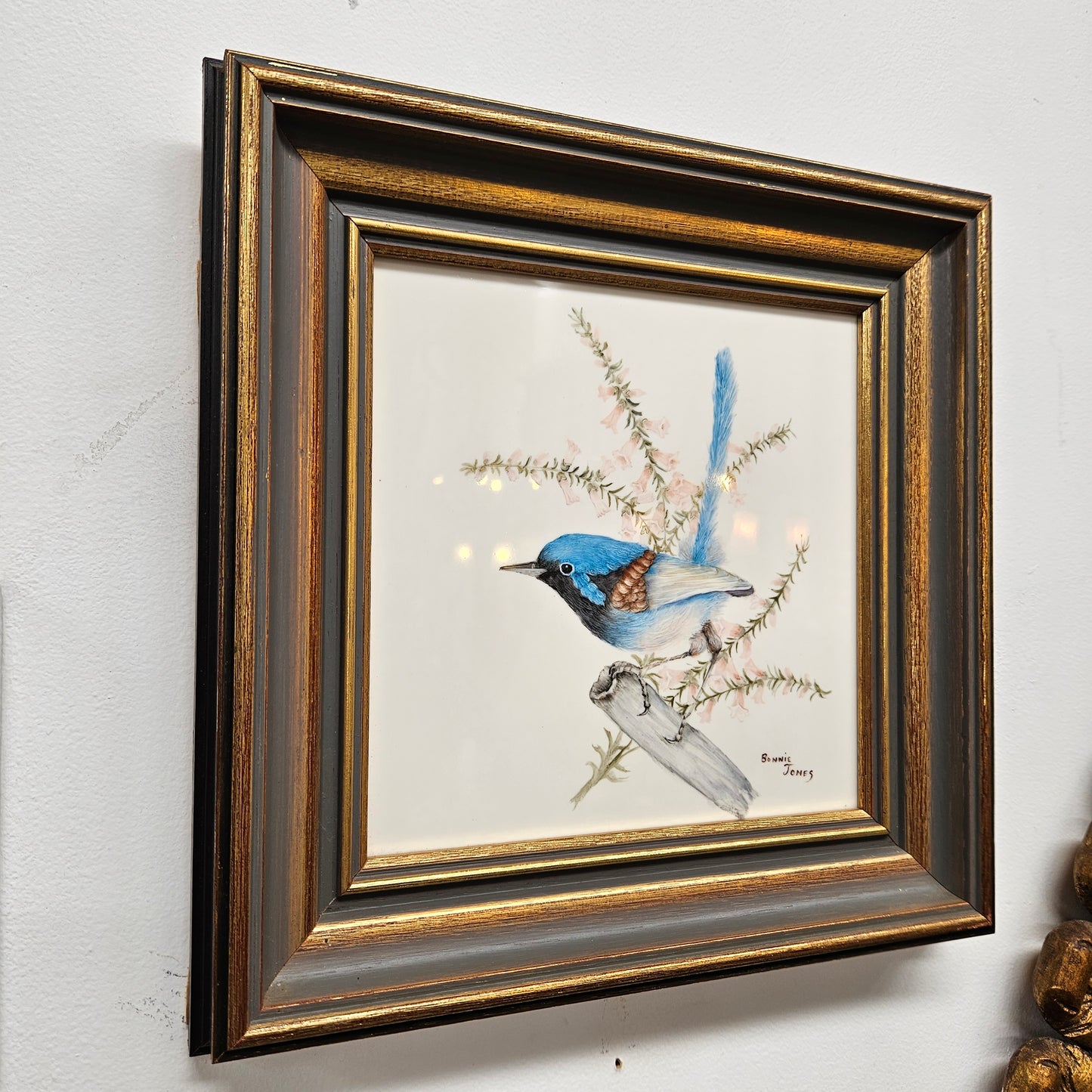 Bonnie Jones Signed Painted Tile Framed