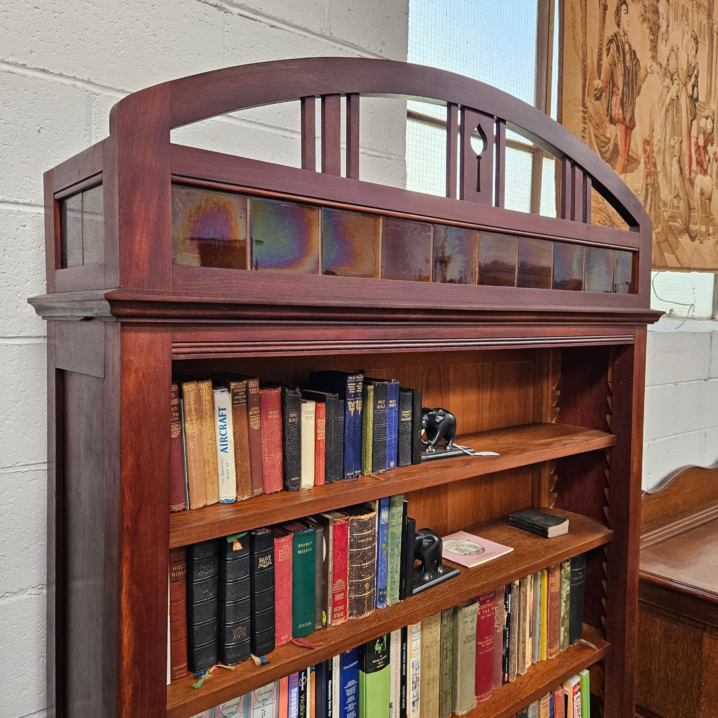 Unique Pair of Walnut Arts and Crafts Free-Standing Bookcases