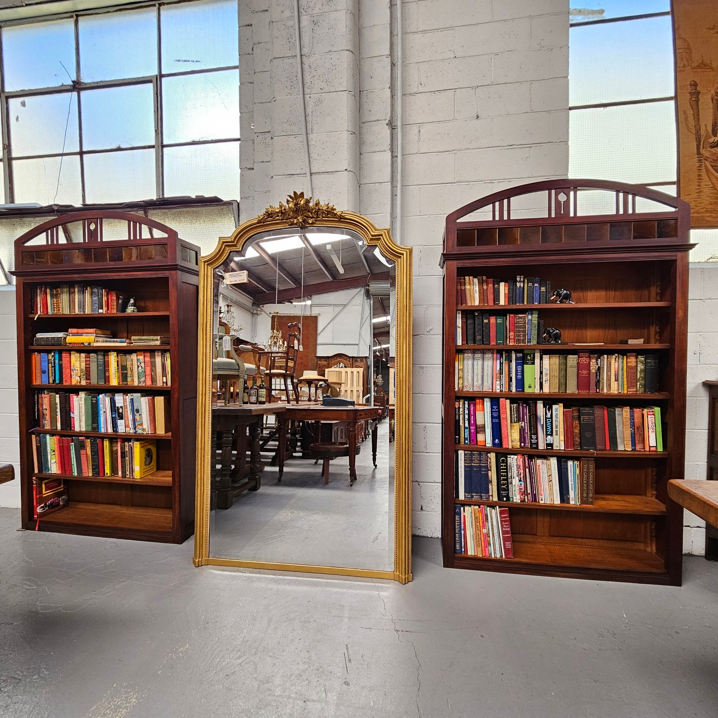 Unique Pair of Walnut Arts and Crafts Free-Standing Bookcases