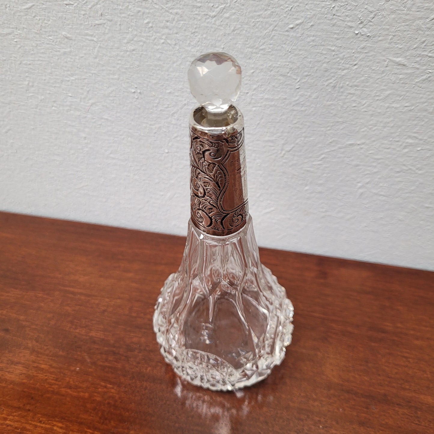 Victorian Silver & Cut Crystal Perfume Bottle