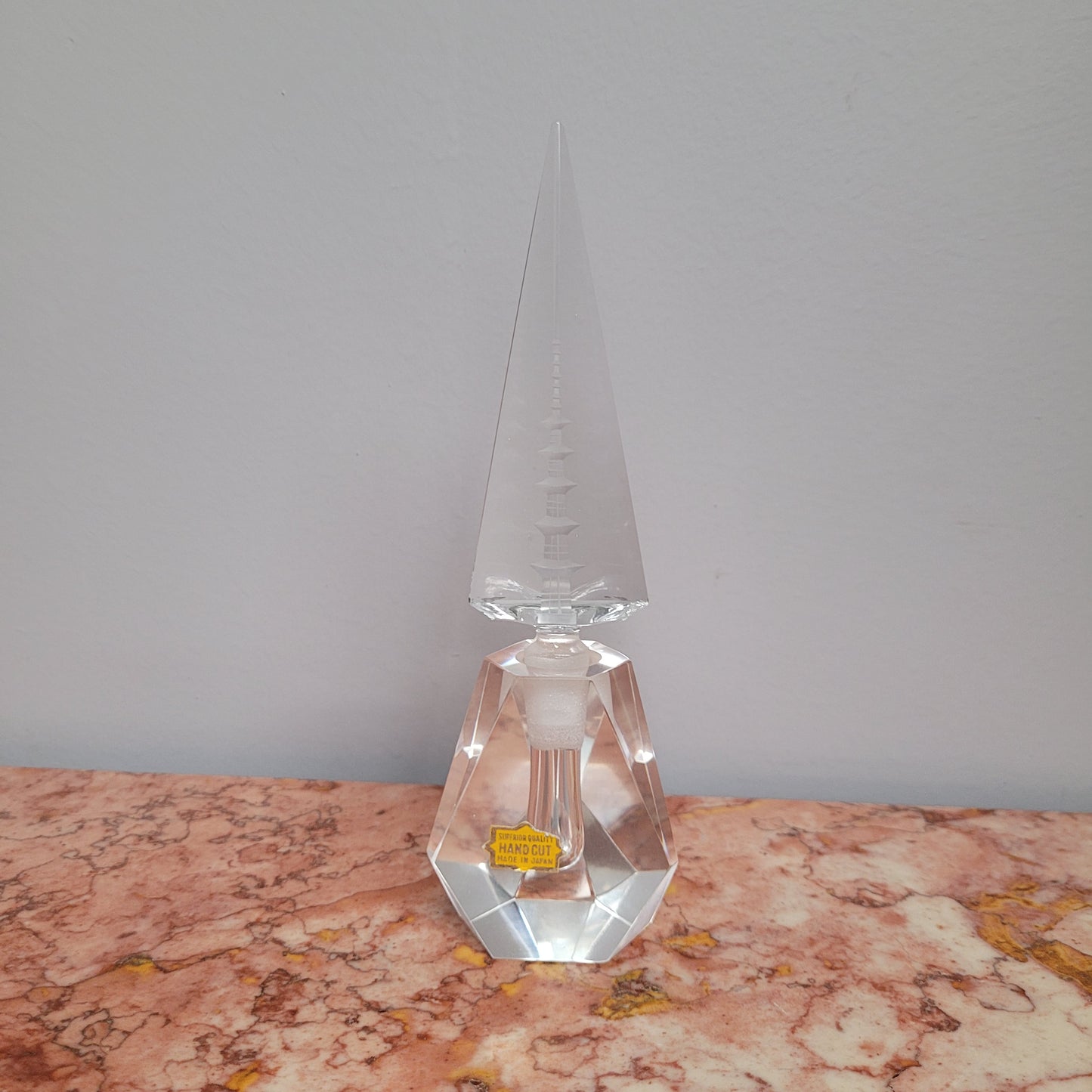 Art Deco Pagoda Cut Crystal Perfume Bottle