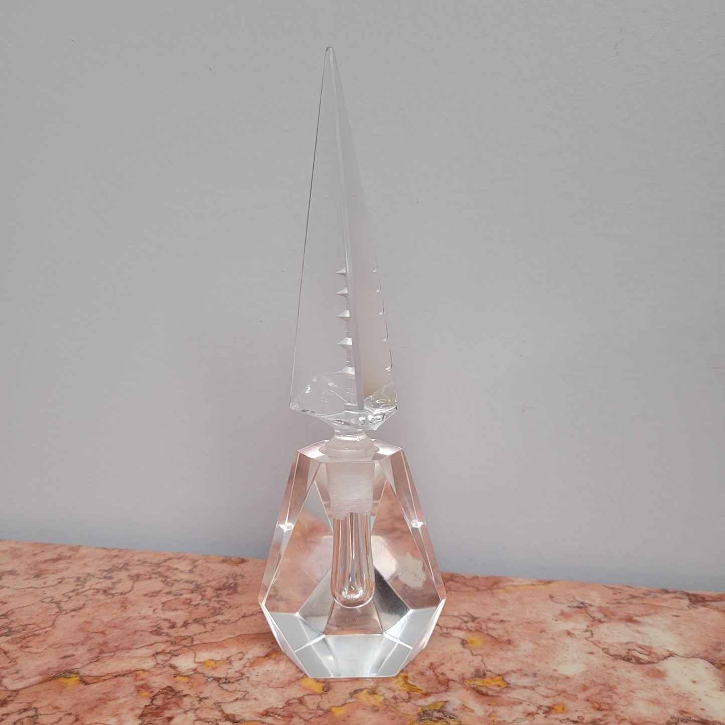Art Deco Pagoda Cut Crystal Perfume Bottle