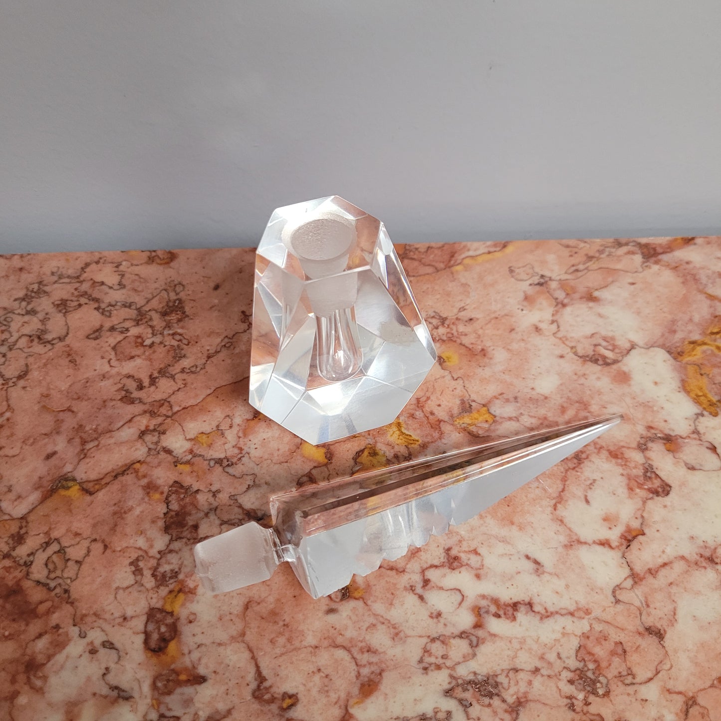Art Deco Pagoda Cut Crystal Perfume Bottle