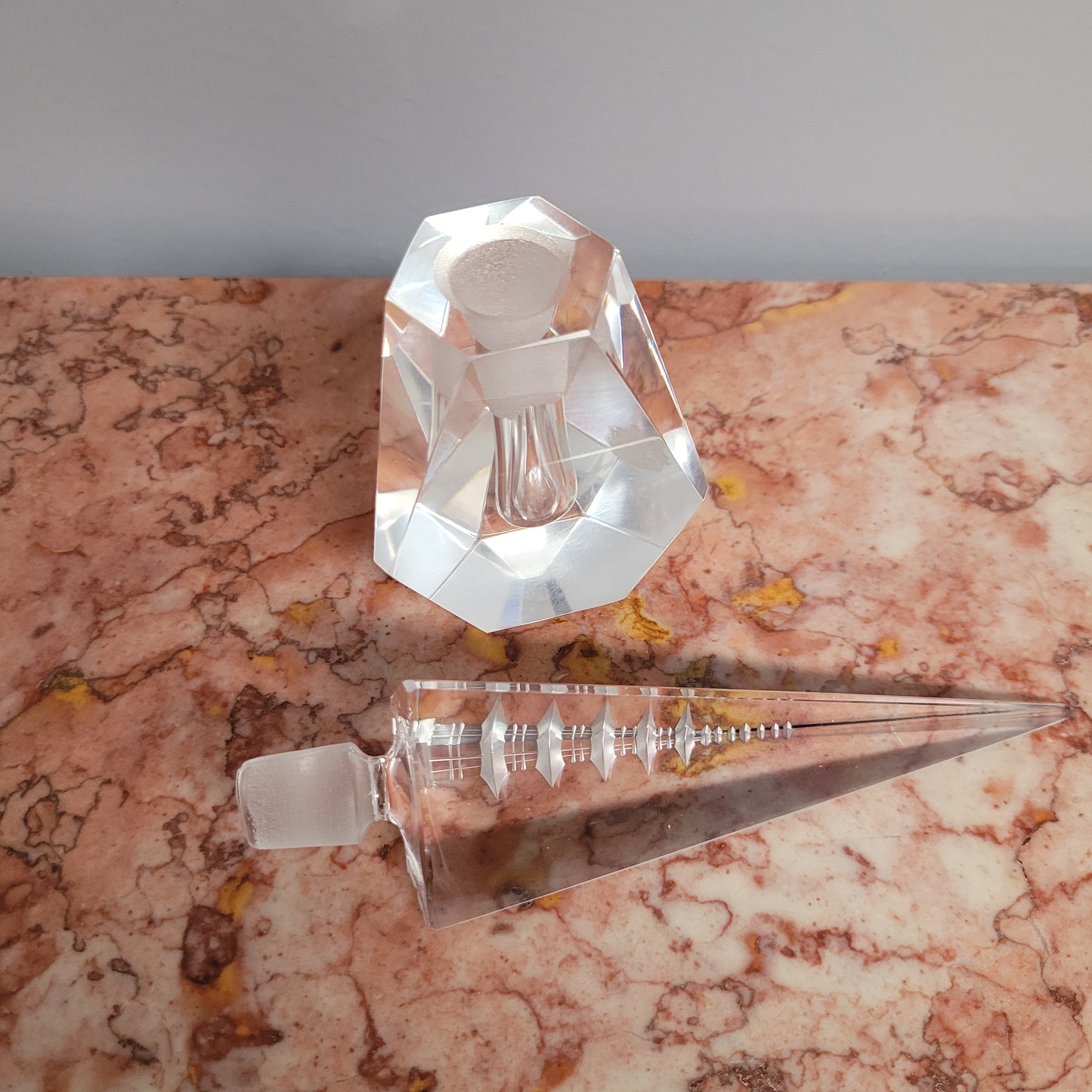 Art Deco Pagoda Cut Crystal Perfume Bottle