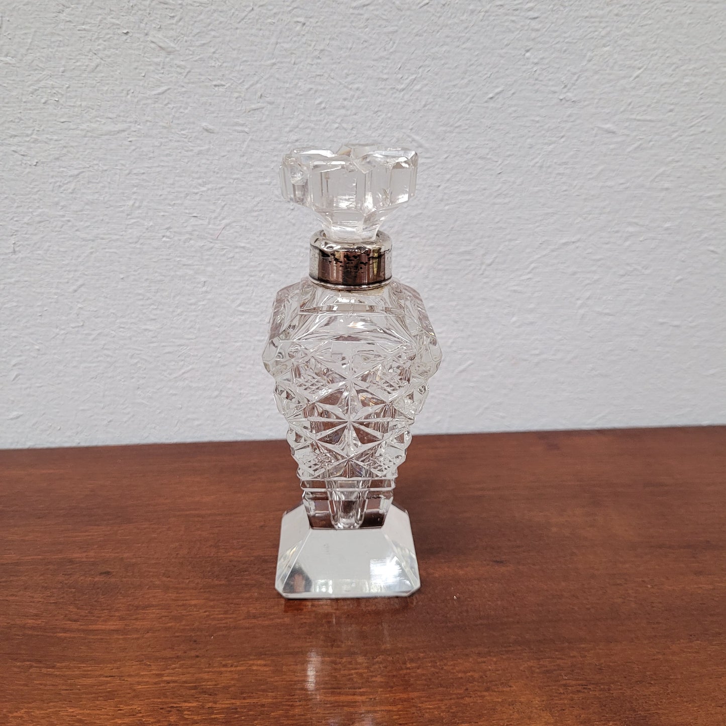 Art Deco London Silver & Cut Crystal Scent Bottle