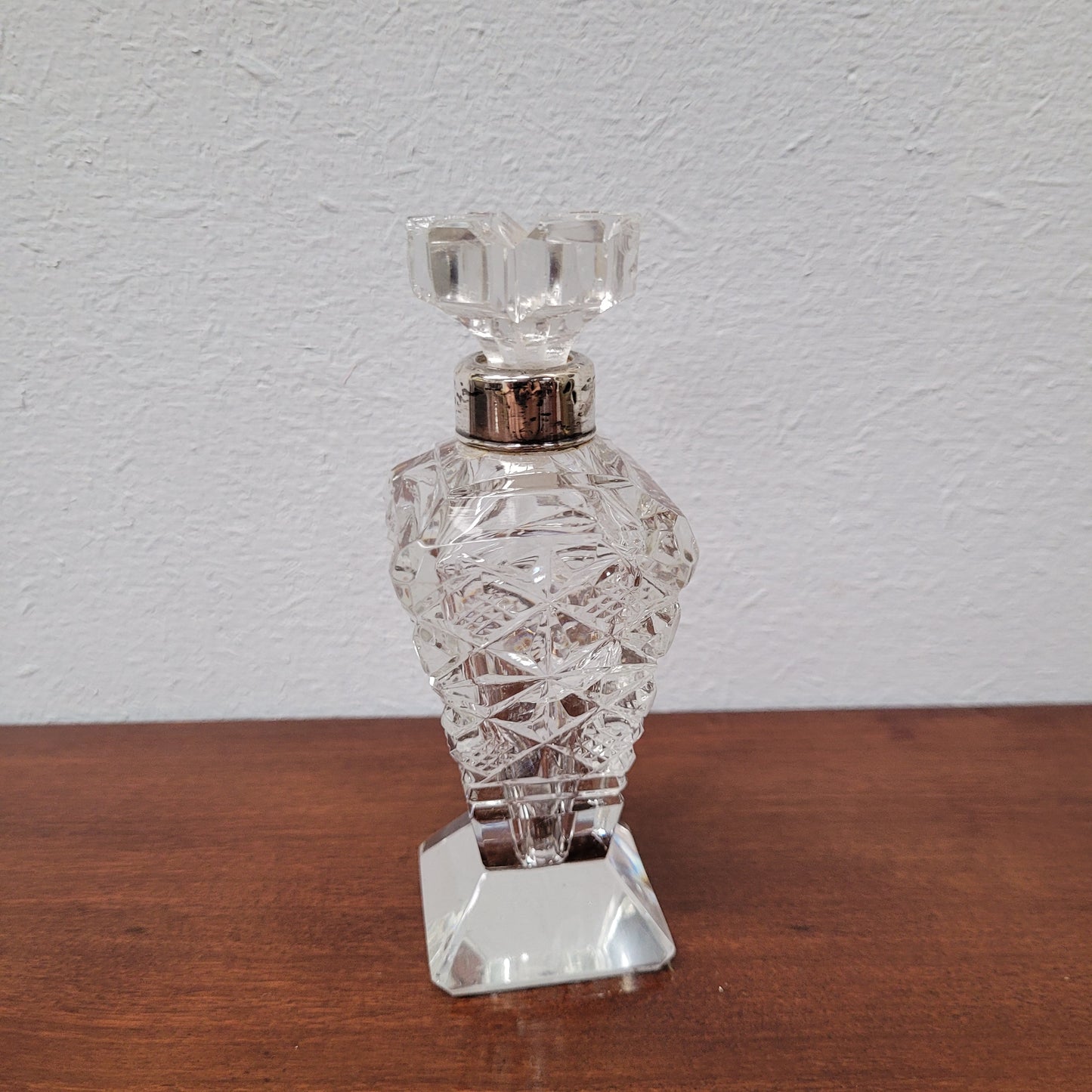 Art Deco London Silver & Cut Crystal Scent Bottle