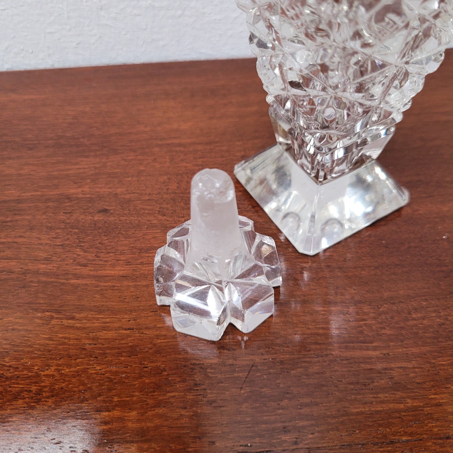 Art Deco London Silver & Cut Crystal Scent Bottle