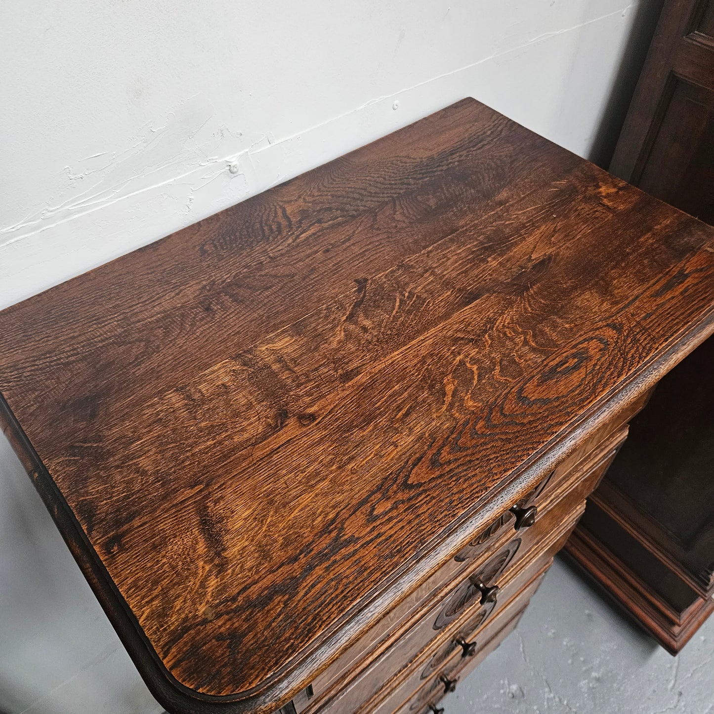 French Normandy Style Oak & Elm Chest of Five Drawers