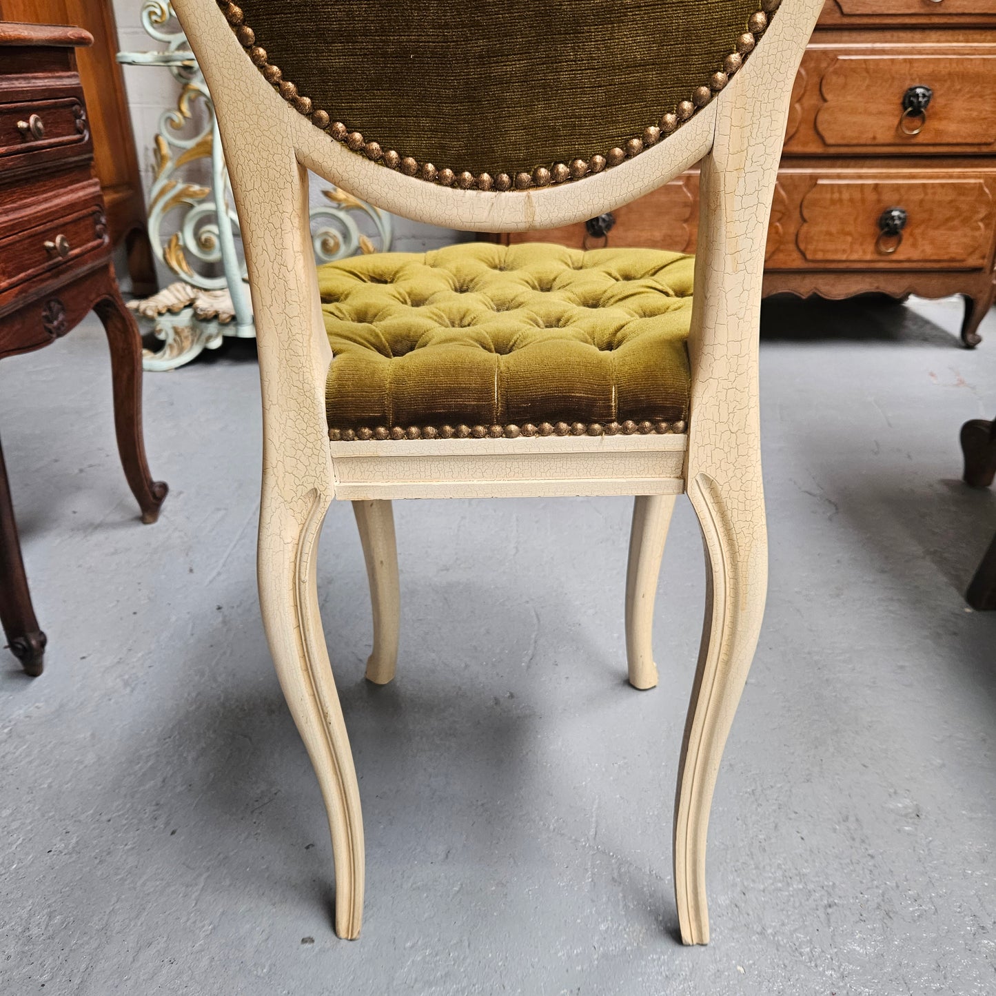 Lovely upholstered and nicely painted French style bedroom/single chair. It is in good original condition. Please see photos as they form part of the description.