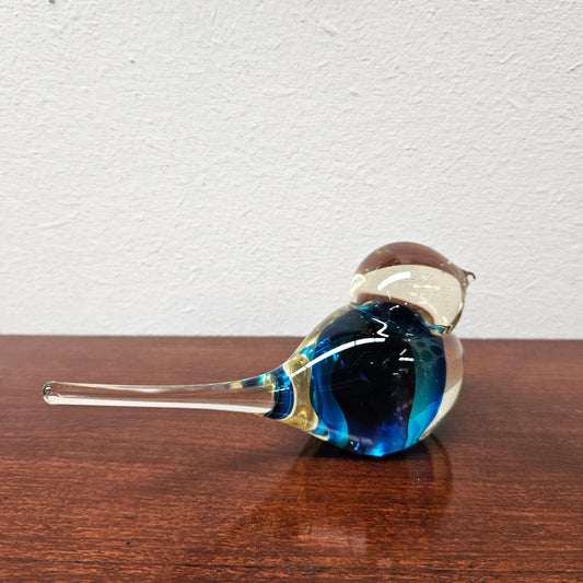 Dark blue, light blue and clear glass art glass bird figure. In good condition. Please see photos as they form part of the description.