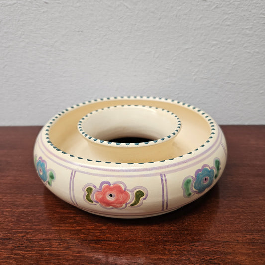 Pretty decorated Devon Honiton round trough vase. In good condition. Please see photos as they form part of the description.