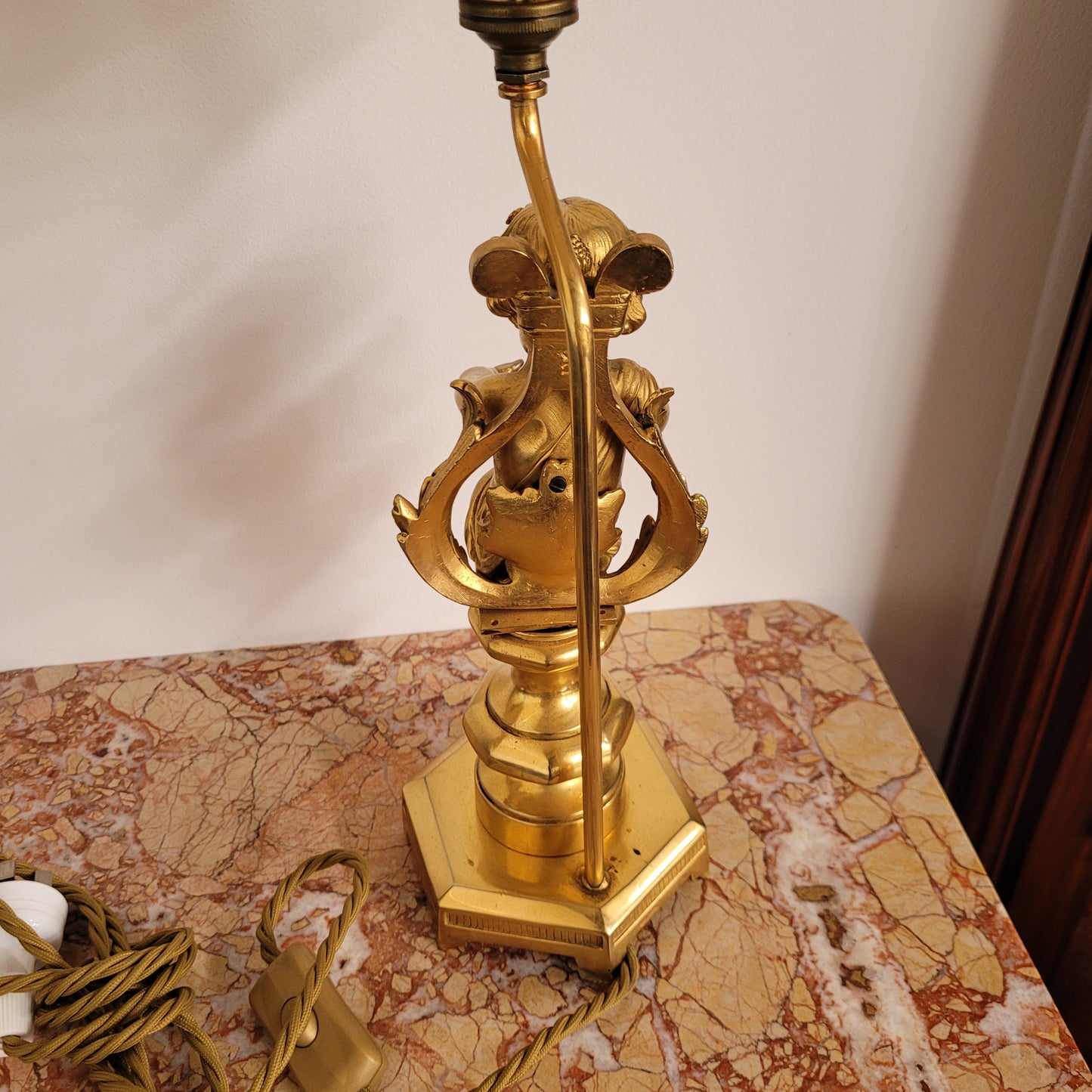 Gorgeous French Antique Gilt Bronze Cupid Lamp