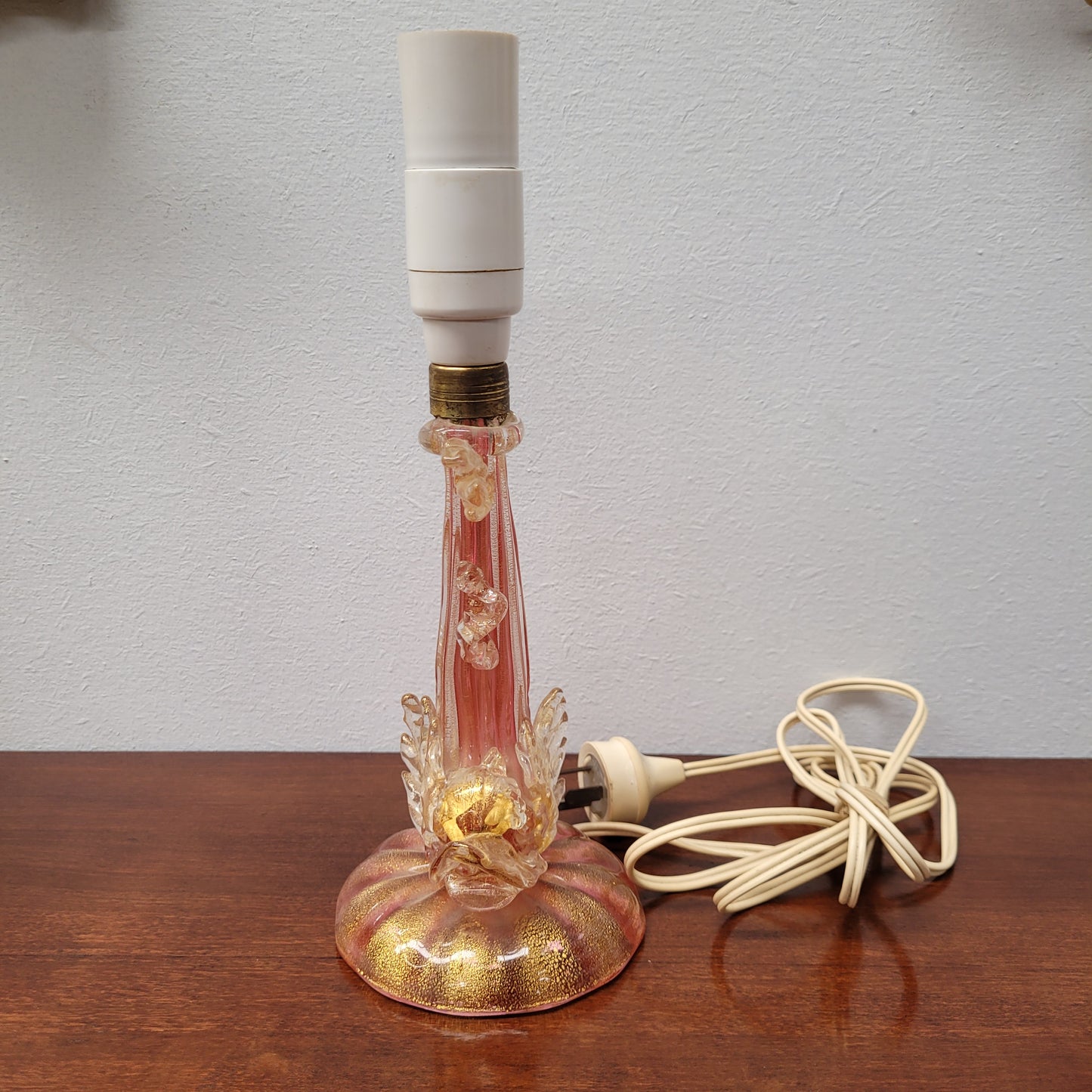 Stunning Vintage Murano Venetian Glass Dolphin Lamp and Shade