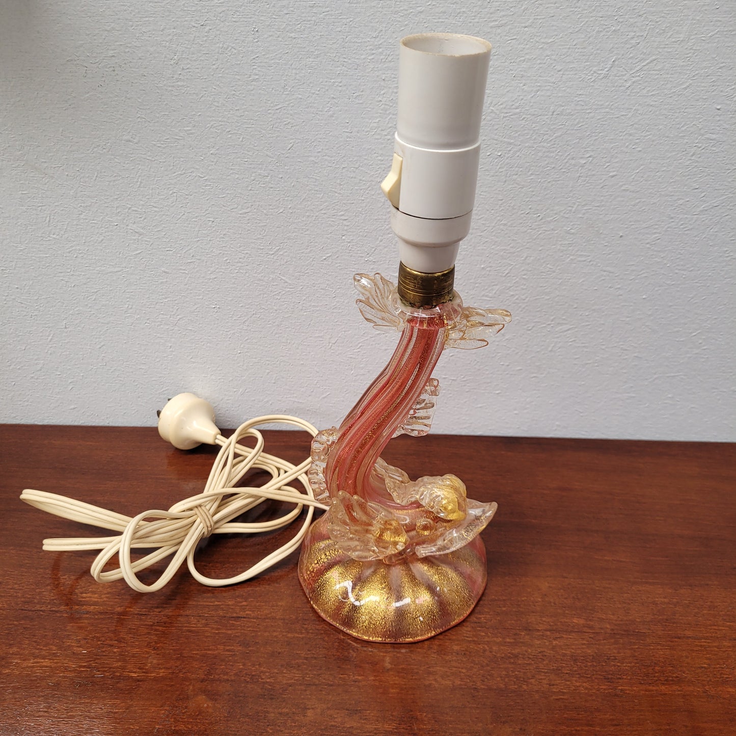 Stunning Vintage Murano Venetian Glass Dolphin Lamp and Shade