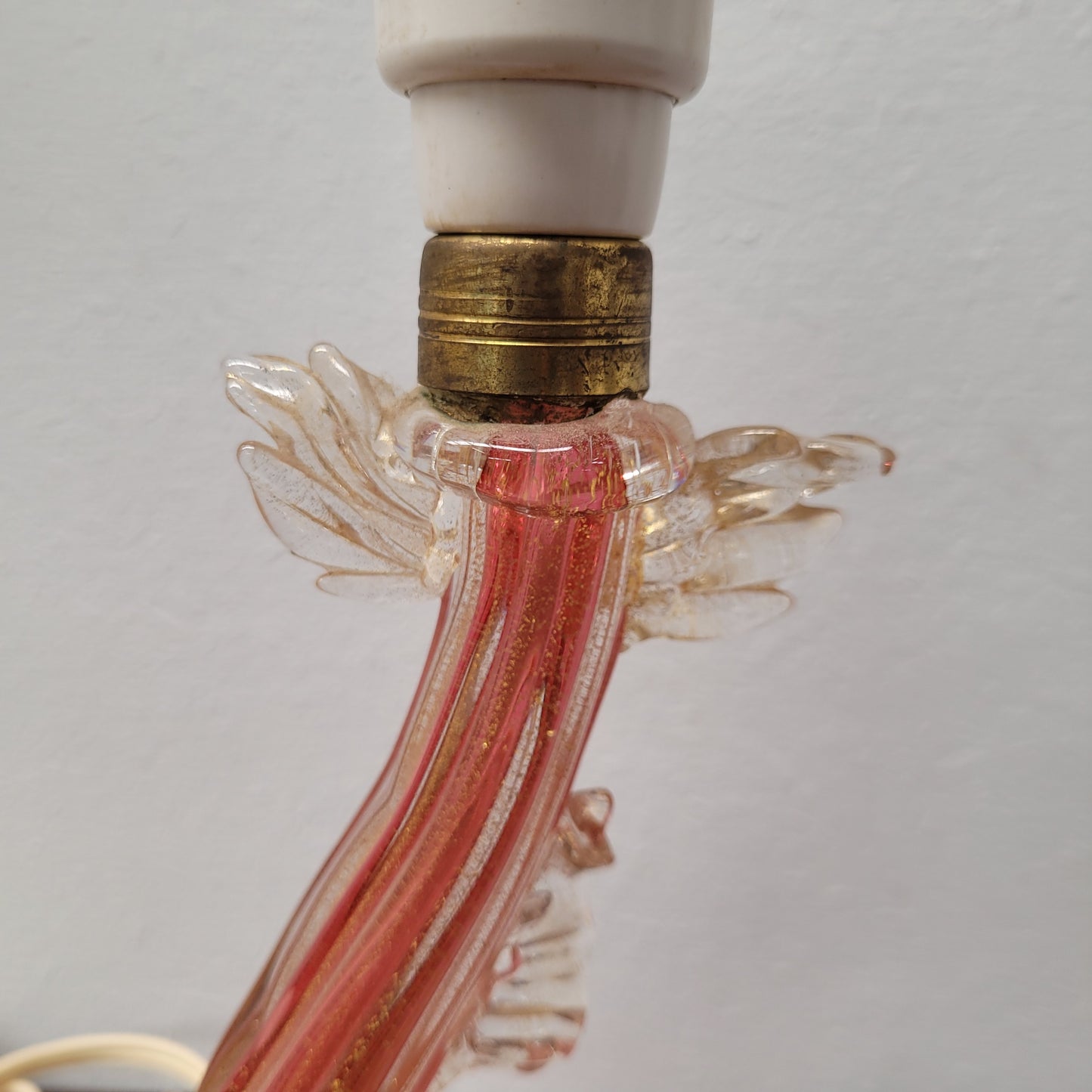 Stunning Vintage Murano Venetian Glass Dolphin Lamp and Shade