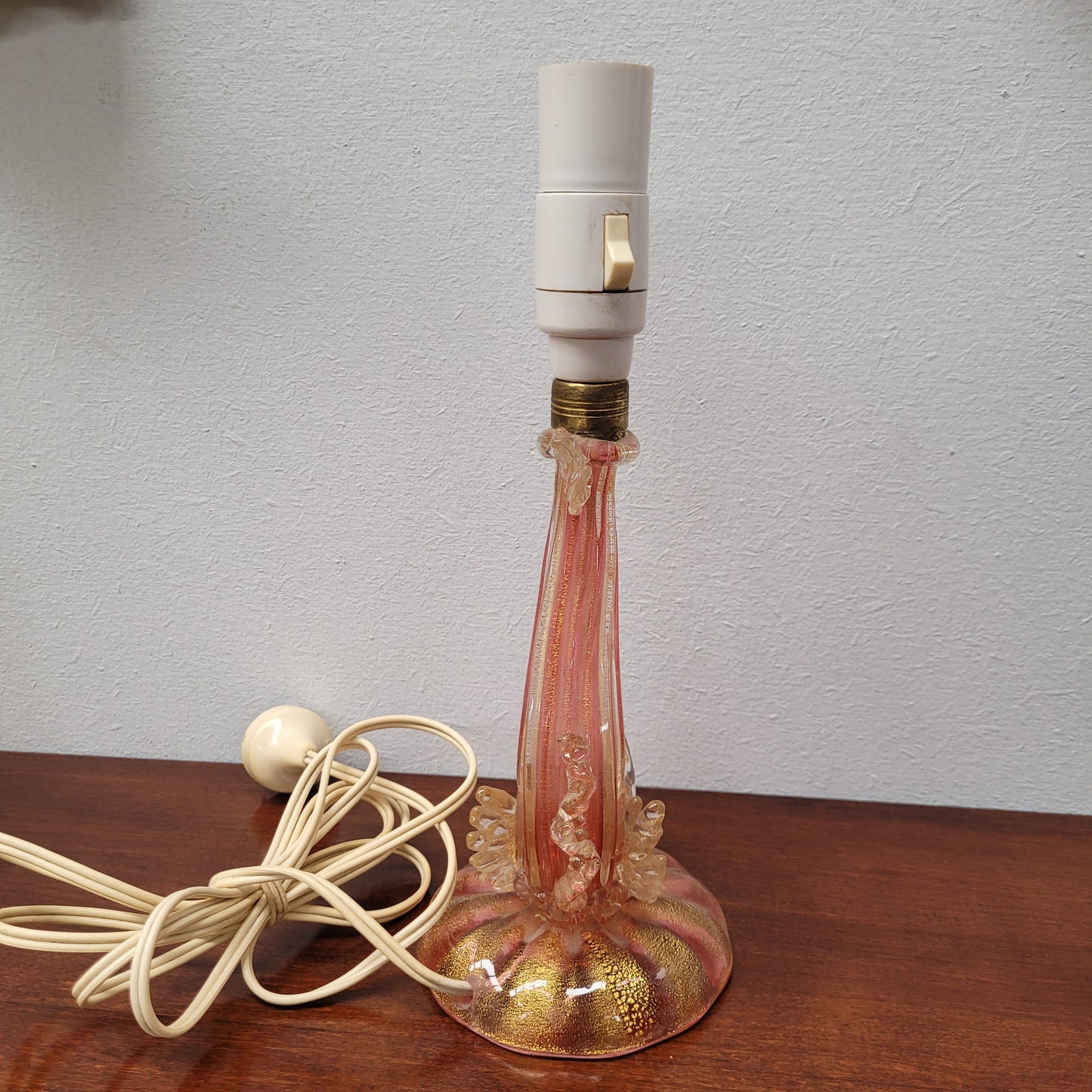 Stunning Vintage Murano Venetian Glass Dolphin Lamp and Shade