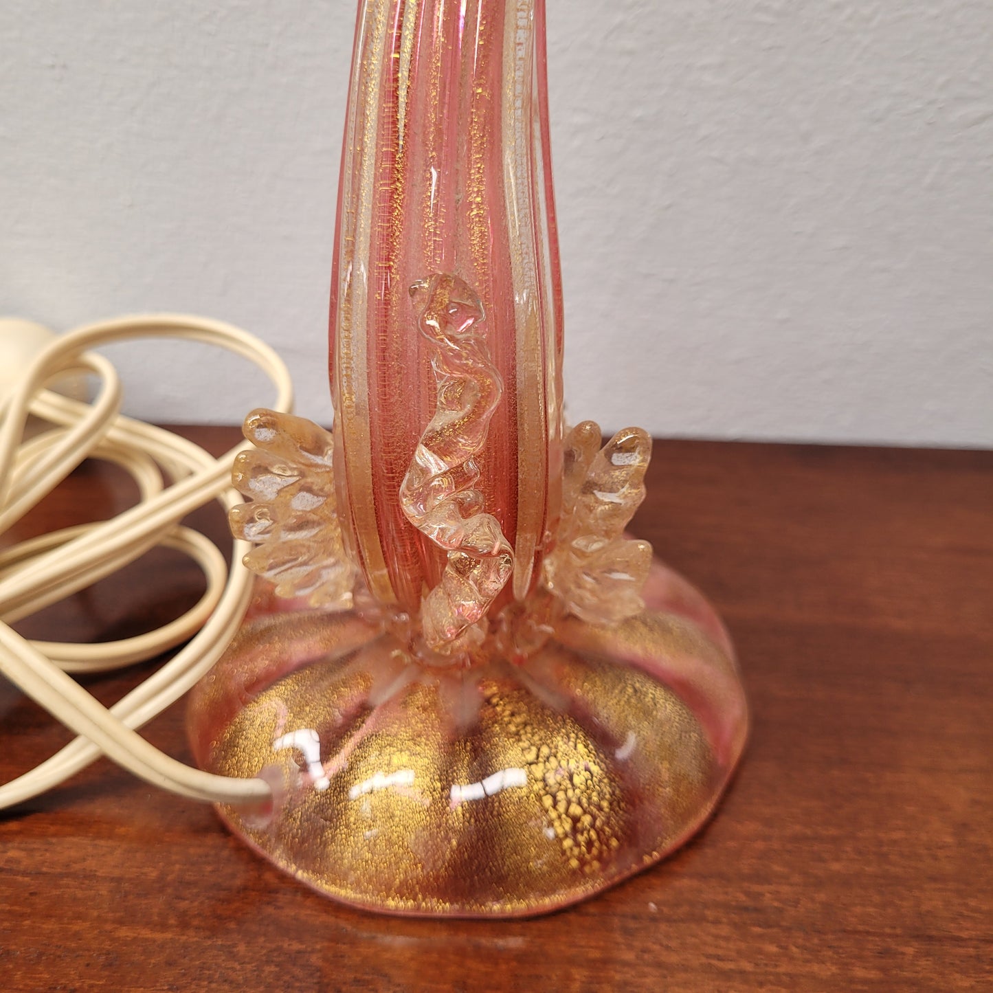 Stunning Vintage Murano Venetian Glass Dolphin Lamp and Shade