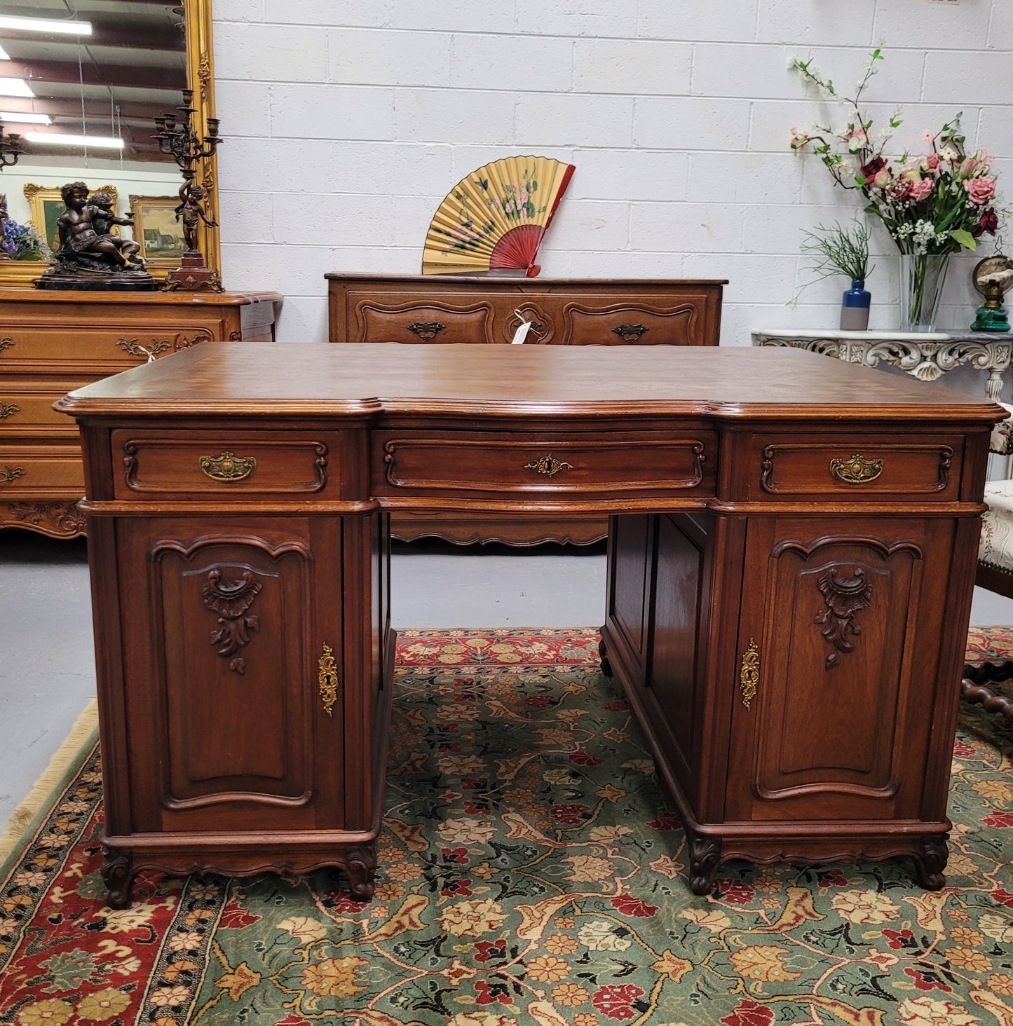 French Walnut Louis XV Style Partners Desk