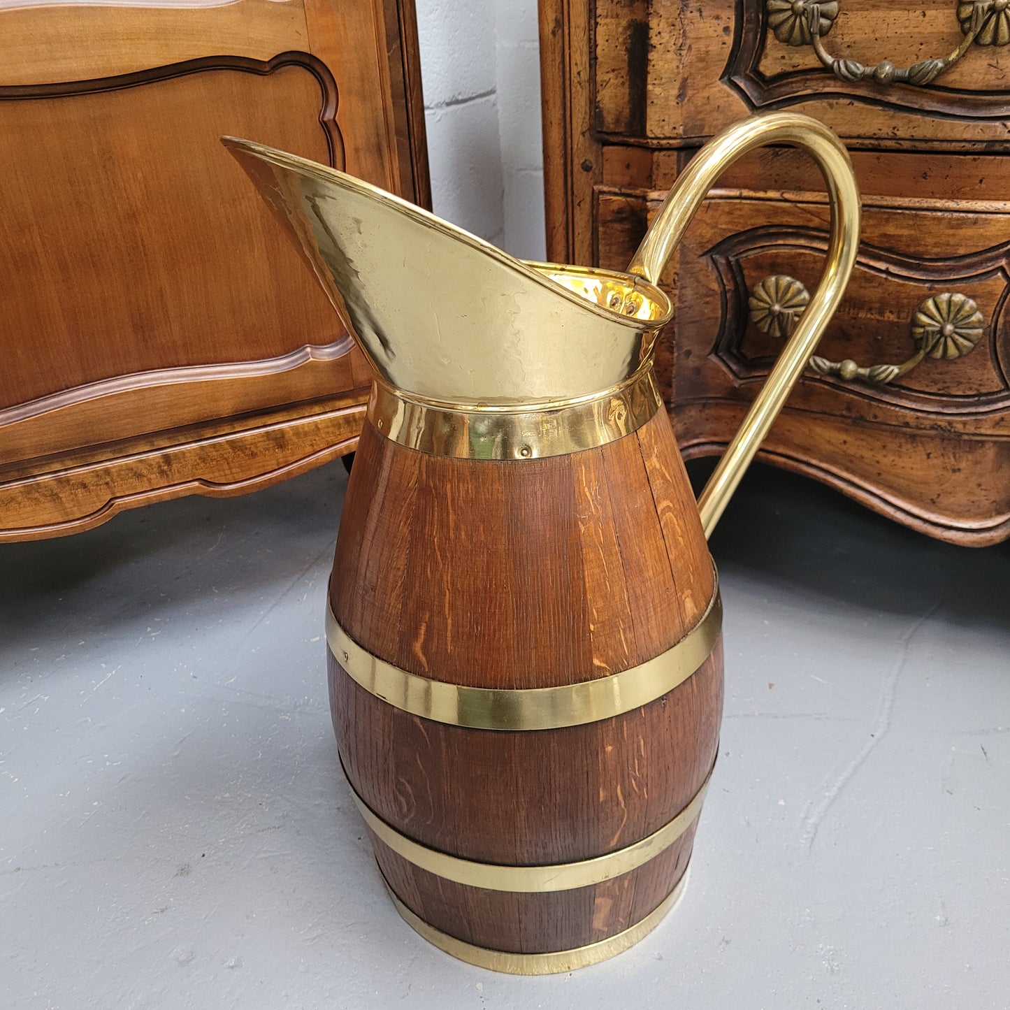 Stunning French Oak & Brass Jug / Umbrella Stand