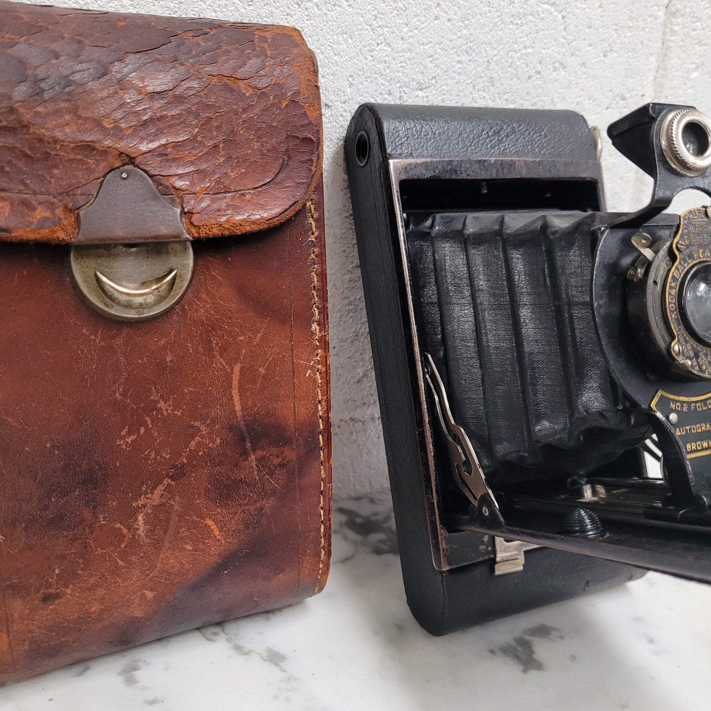 Kodak No 2 Folding Autographic Camera With Leather Case