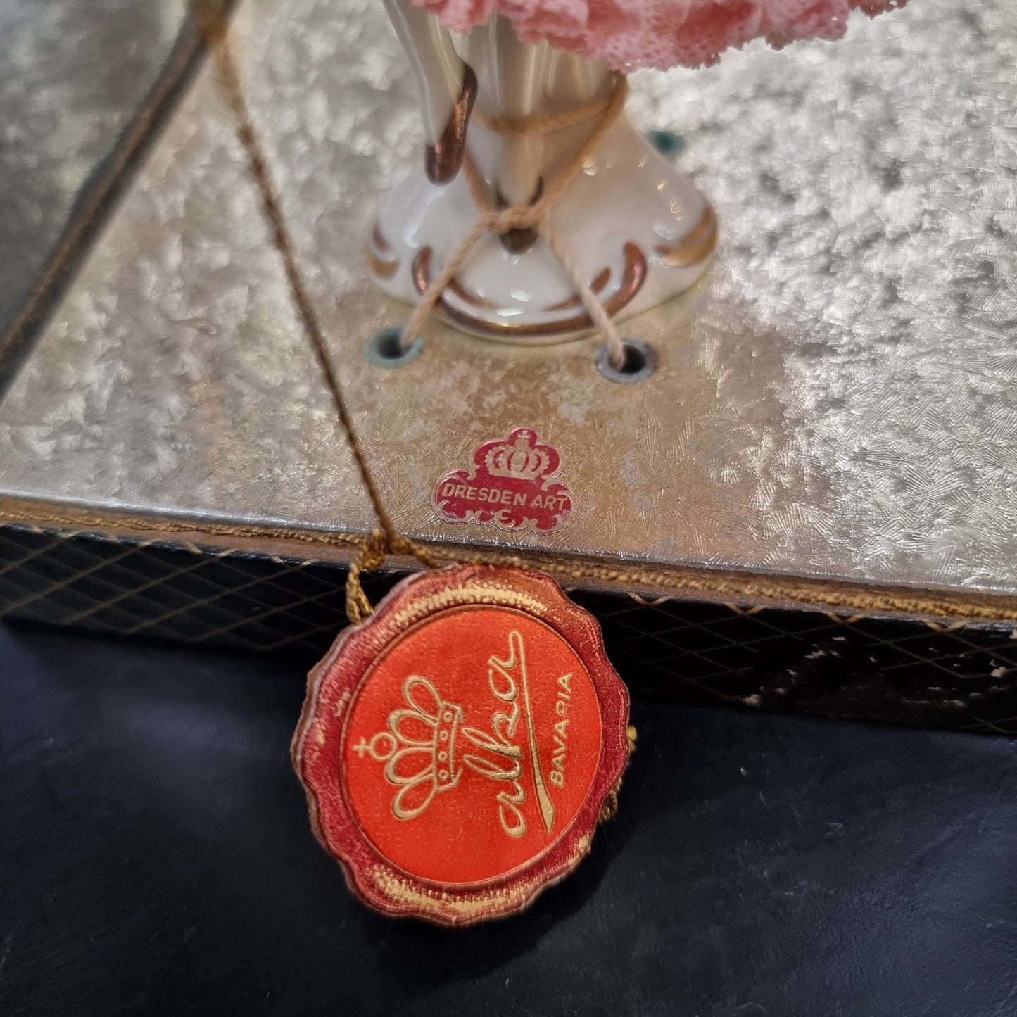 Rare Boxed Dresden Lace Figurine In Original Box