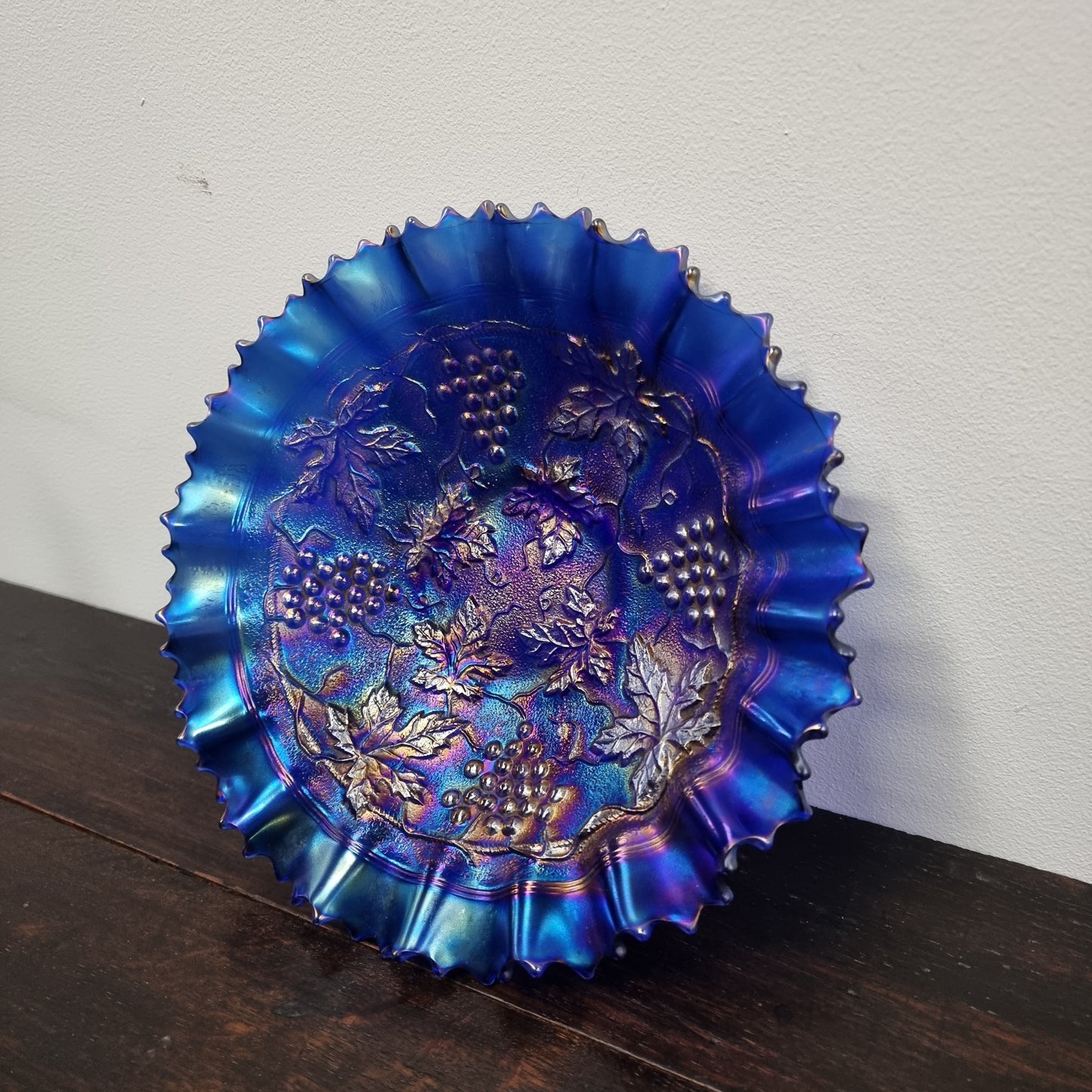 Spectacular Electric Blue Northwood Carnival Glass Bowl