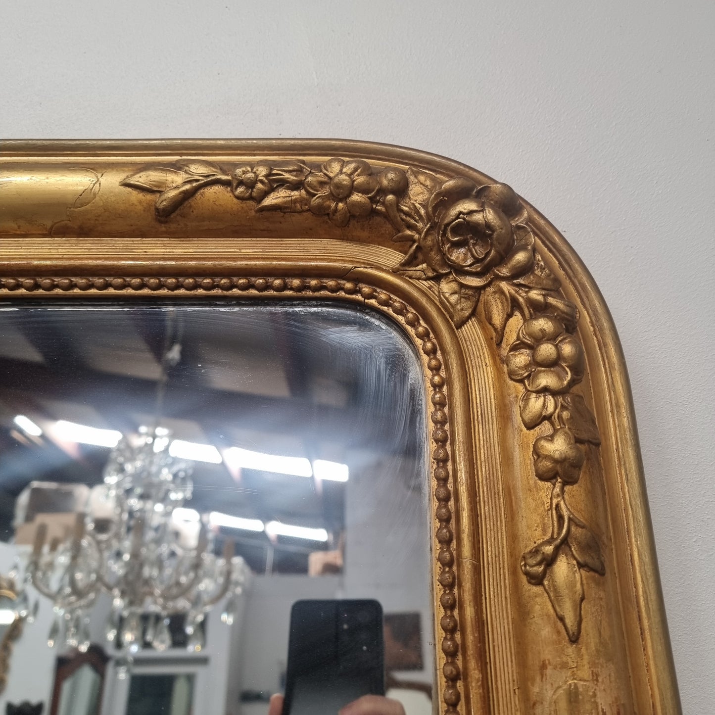 19th Century Louis Philippe Style Water Gilded French Overmantle Mirror