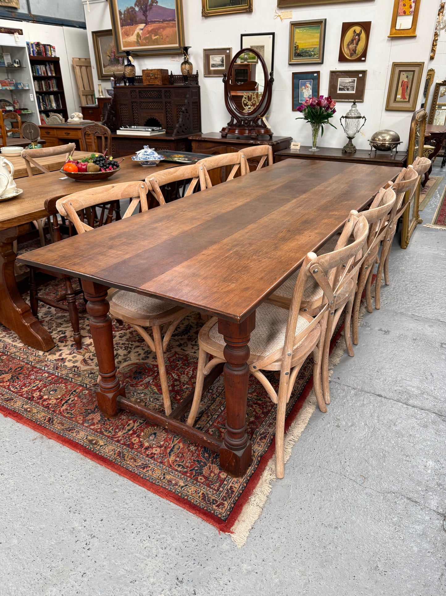Antique Cherry Wood Farmhouse Style Table