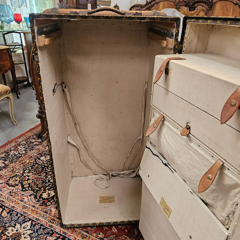 Antique Louis Vuitton Special Order Wardrobe/Steamer Trunk