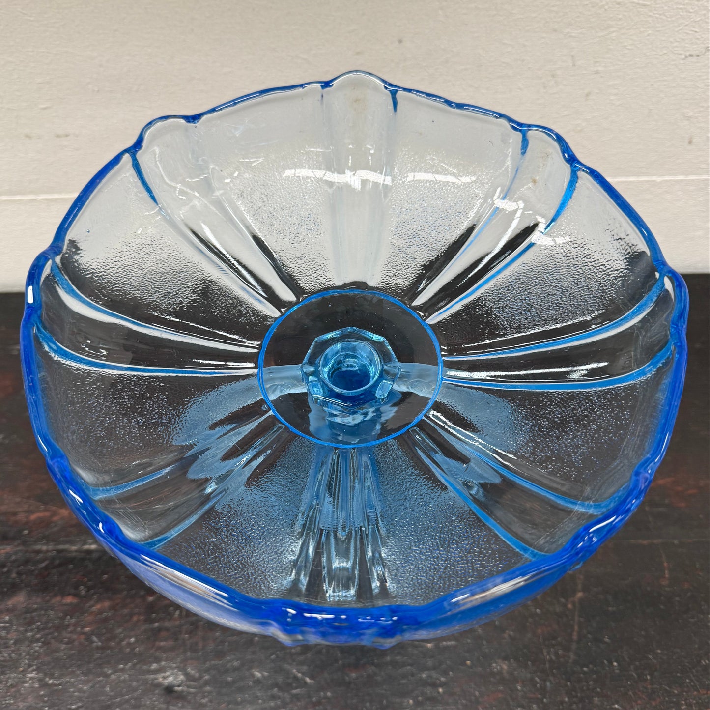 Art Deco Walther & Sohne Dancing Lady Blue Glass Comport