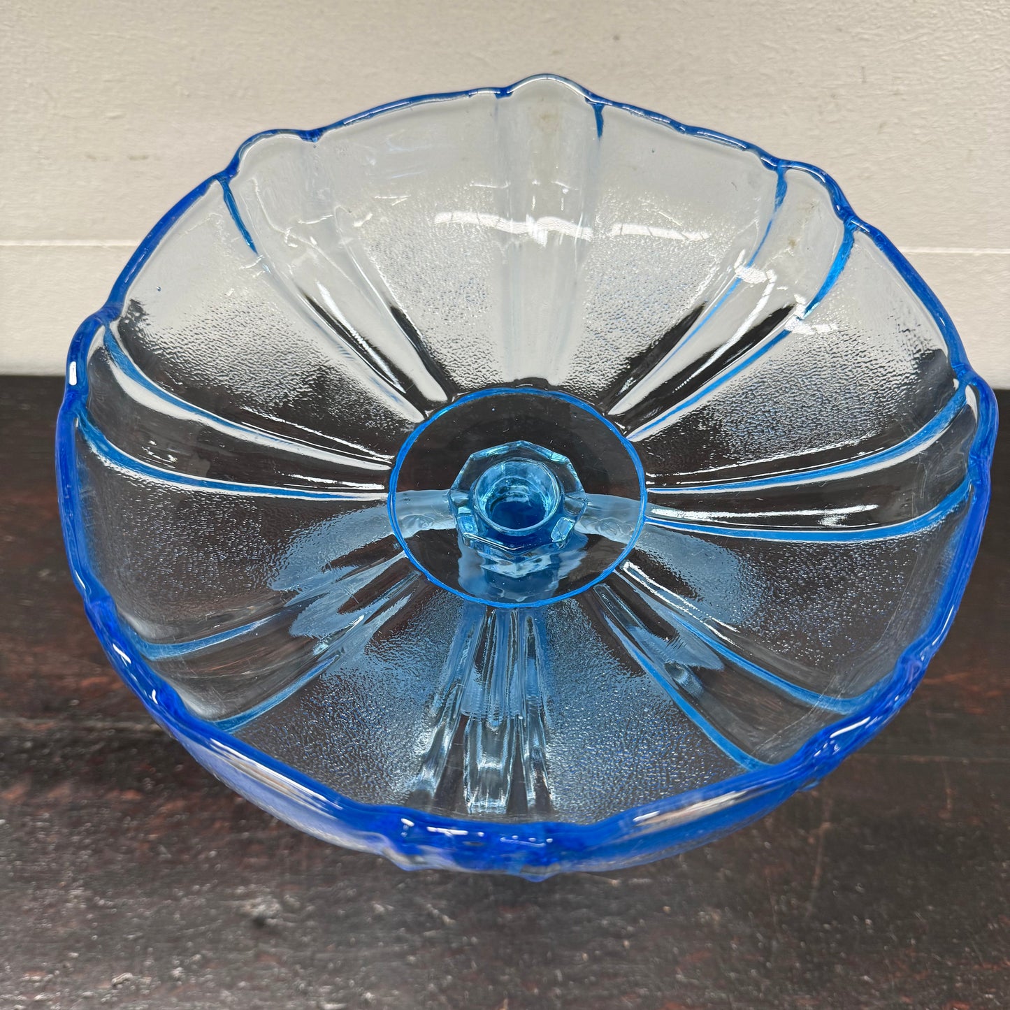 Art Deco Walther & Sohne Dancing Lady Blue Glass Comport