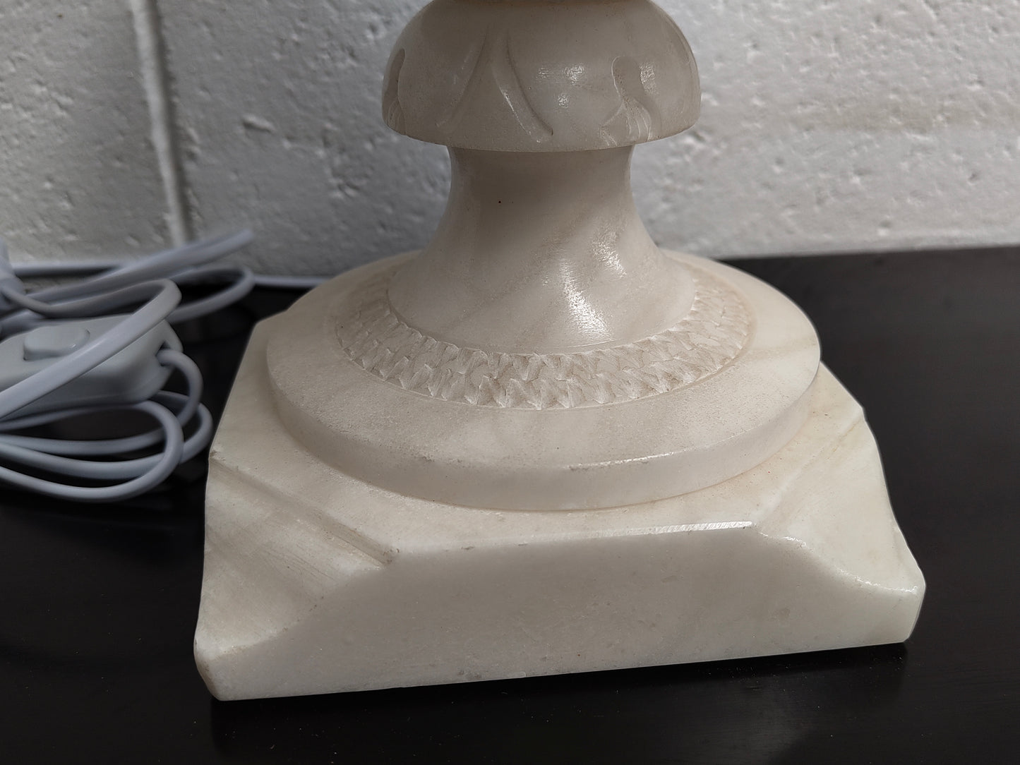 Elegant Vintage Carved Marble Lamp Base