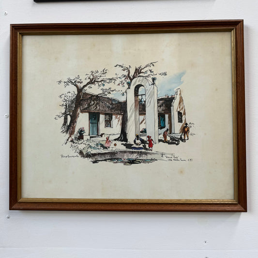 Framed Mixed Media "The Slave Bell Old Nectar Farm C.P" By Philip Bawcombe (British and South Africa 190)