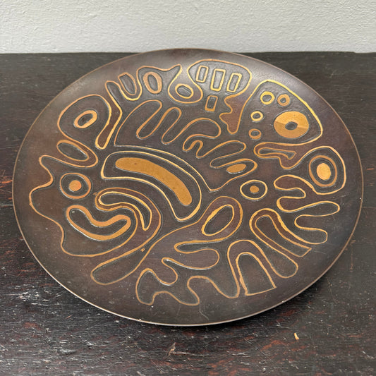 Mid Century Modern Design Copper Bowl / Plaque