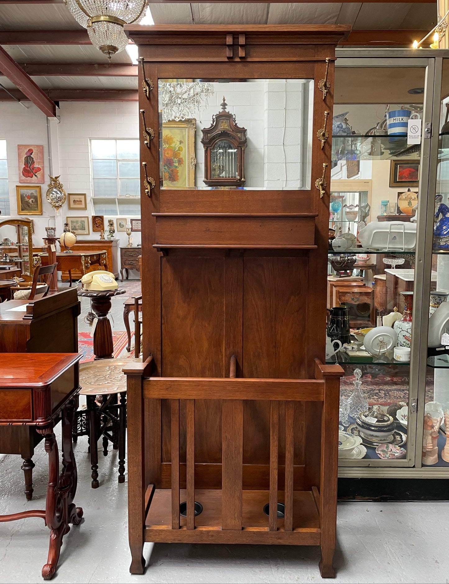 Period Australian Oak Arts & Crafts Hallstand