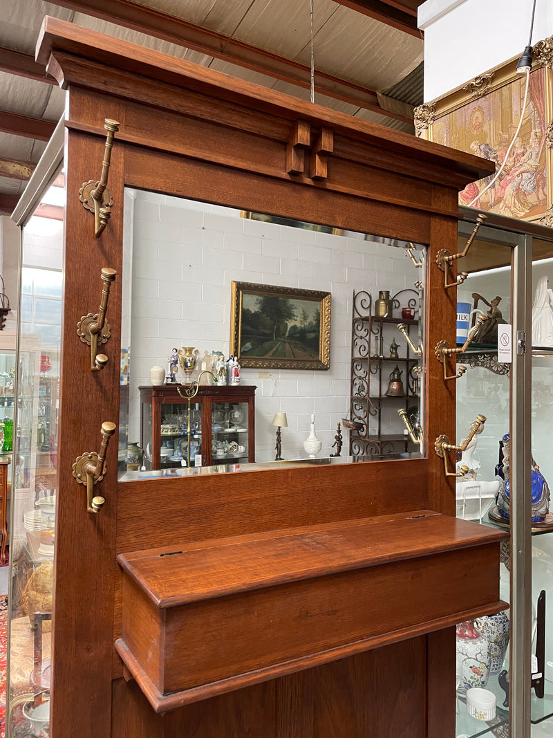 Period Australian Oak Arts & Crafts Hallstand