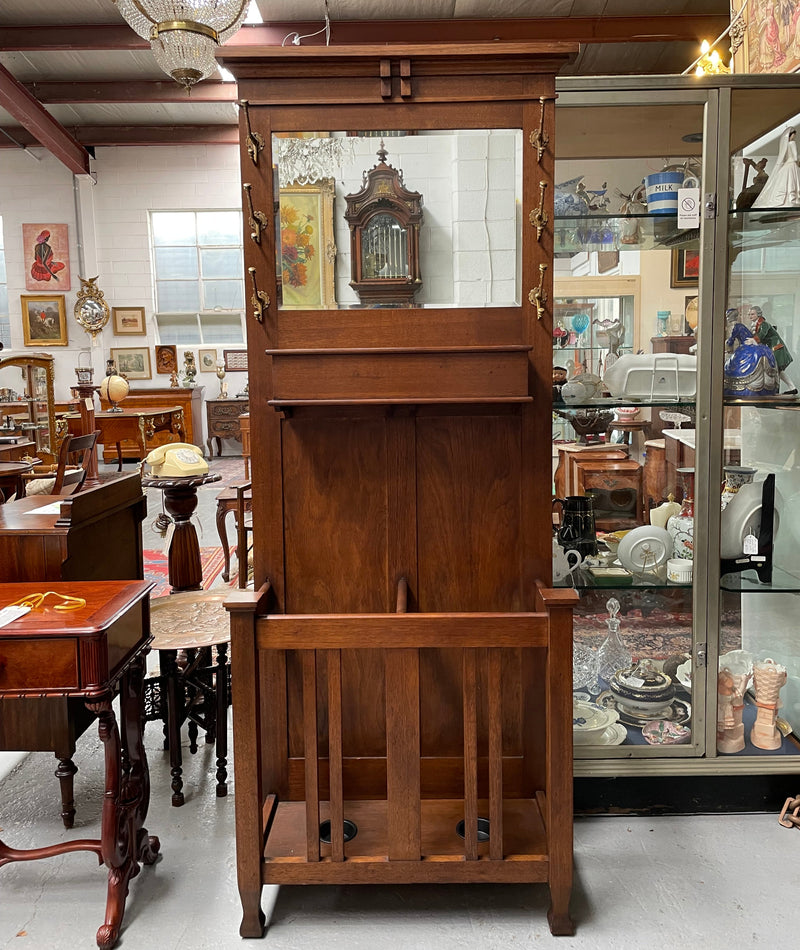 Period Australian Oak Arts & Crafts Hallstand