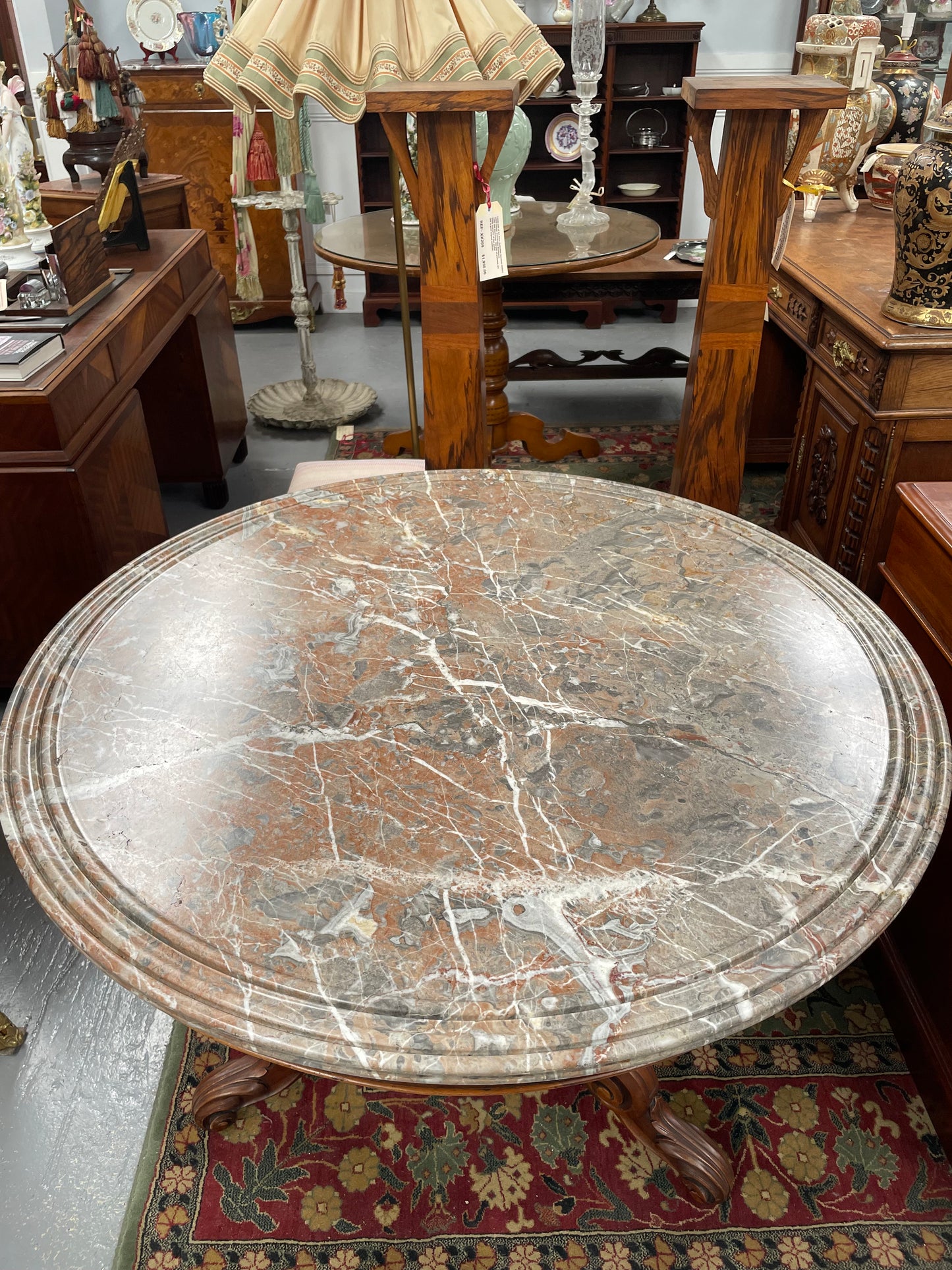 Marble Top Mahogany Gueridon Centre Table Crafted in France C:1860